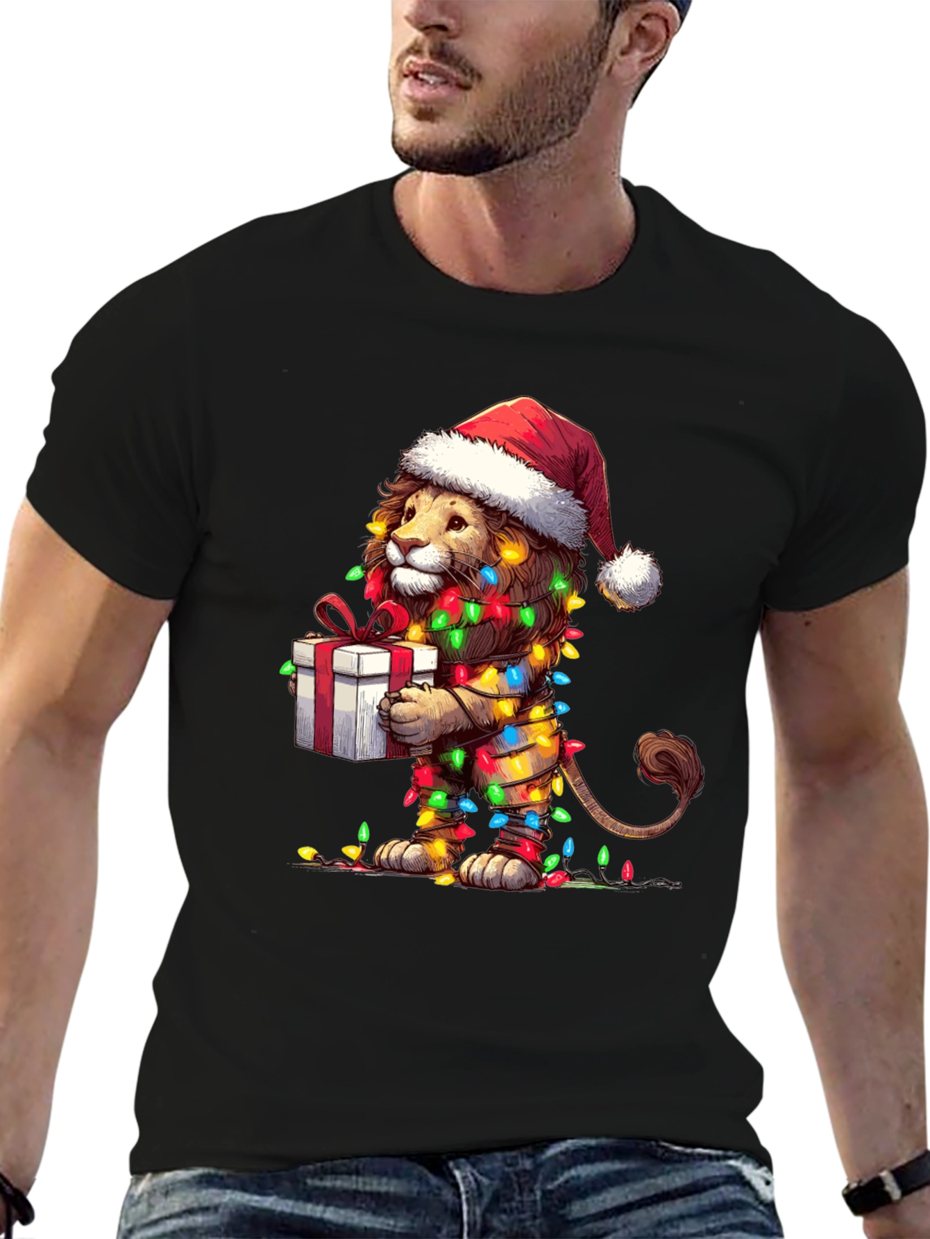 Festive Lion T-Shirt - Holiday Gift Tee