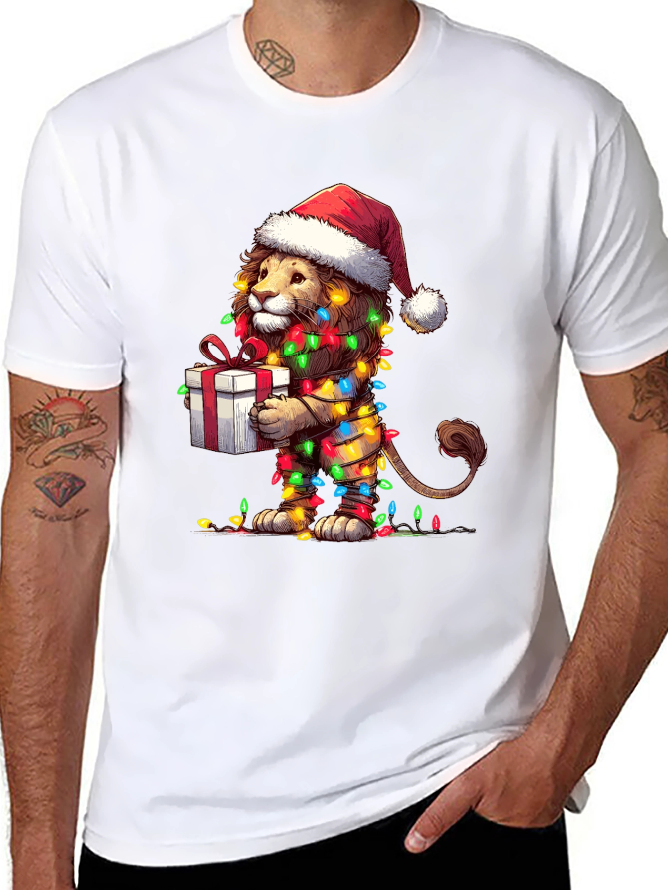 Festive Lion T-Shirt - Holiday Gift Tee