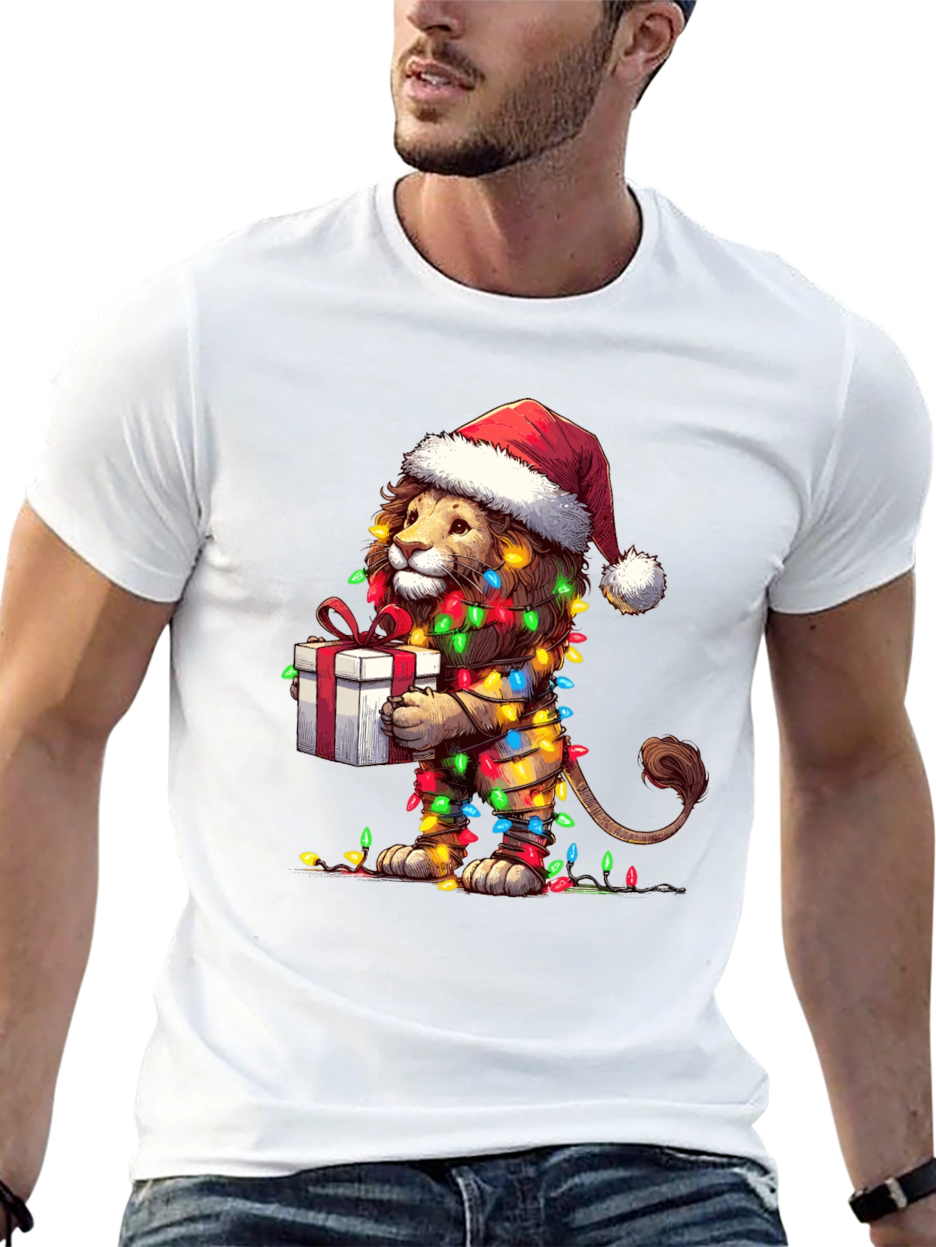 Festive Lion T-Shirt - Holiday Gift Tee