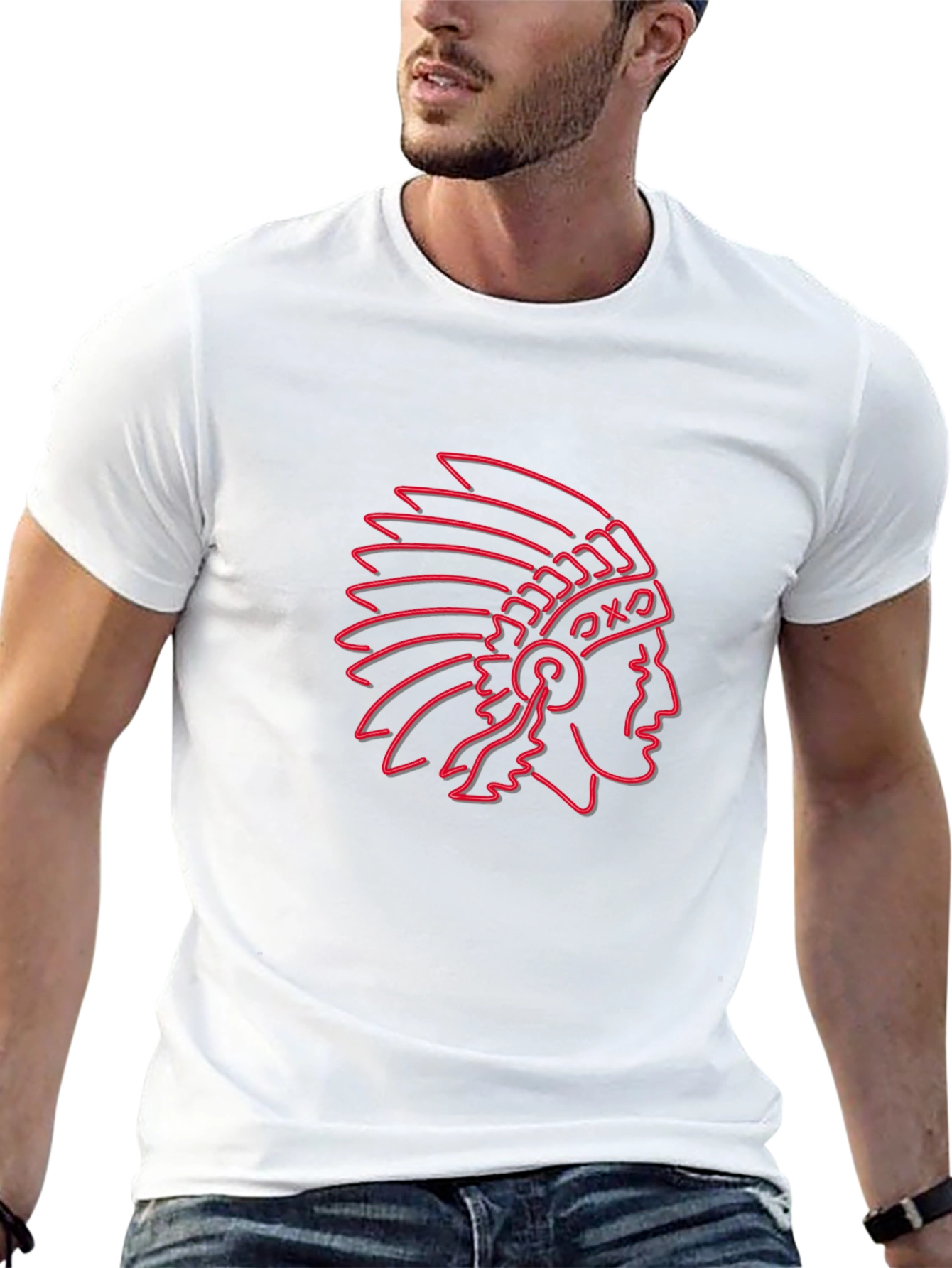 Neon Chief Graphic Tee - Black Cotton Blend