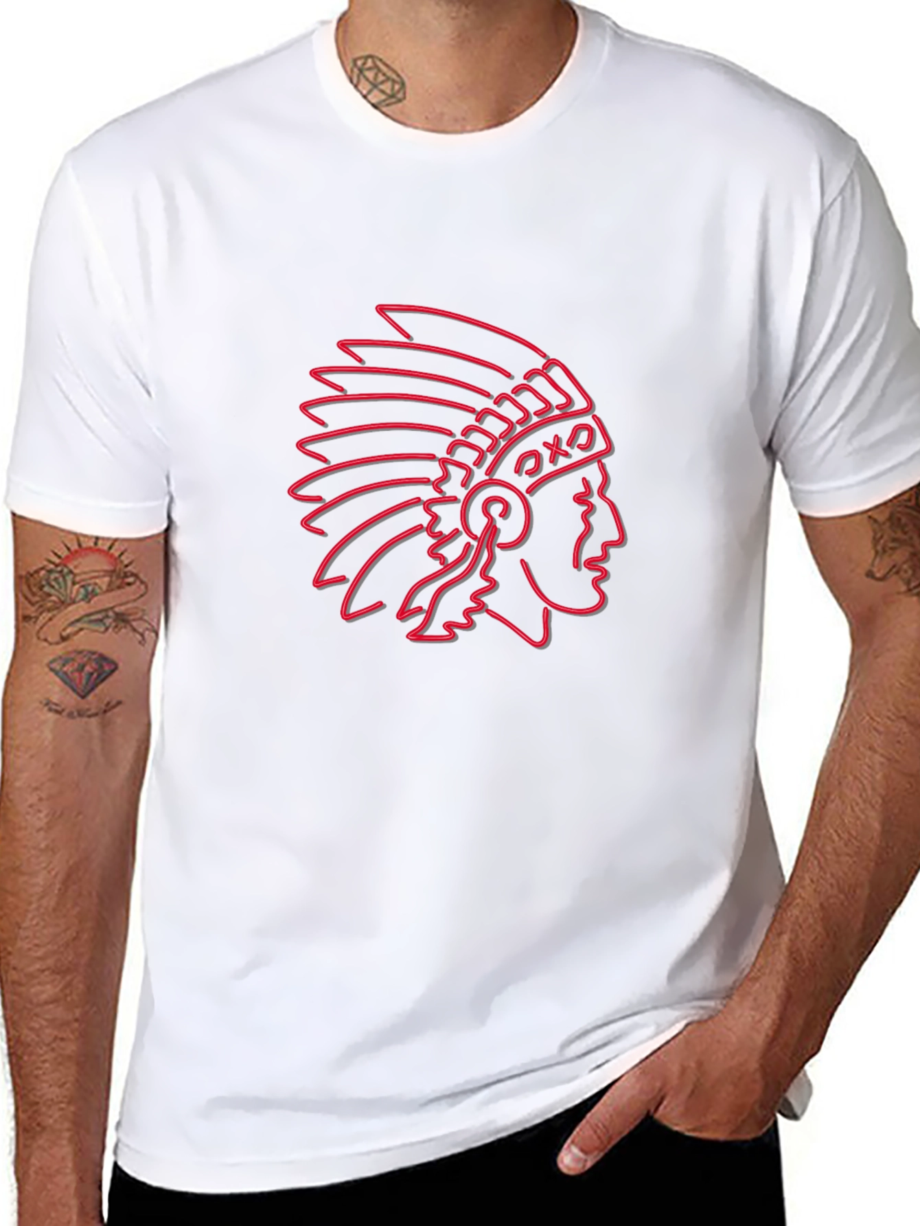 Neon Chief Graphic Tee - Black Cotton Blend