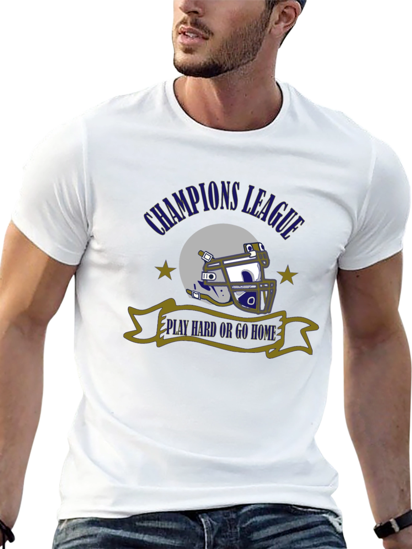 Champions League Football Helmet Graphic T-Shirt