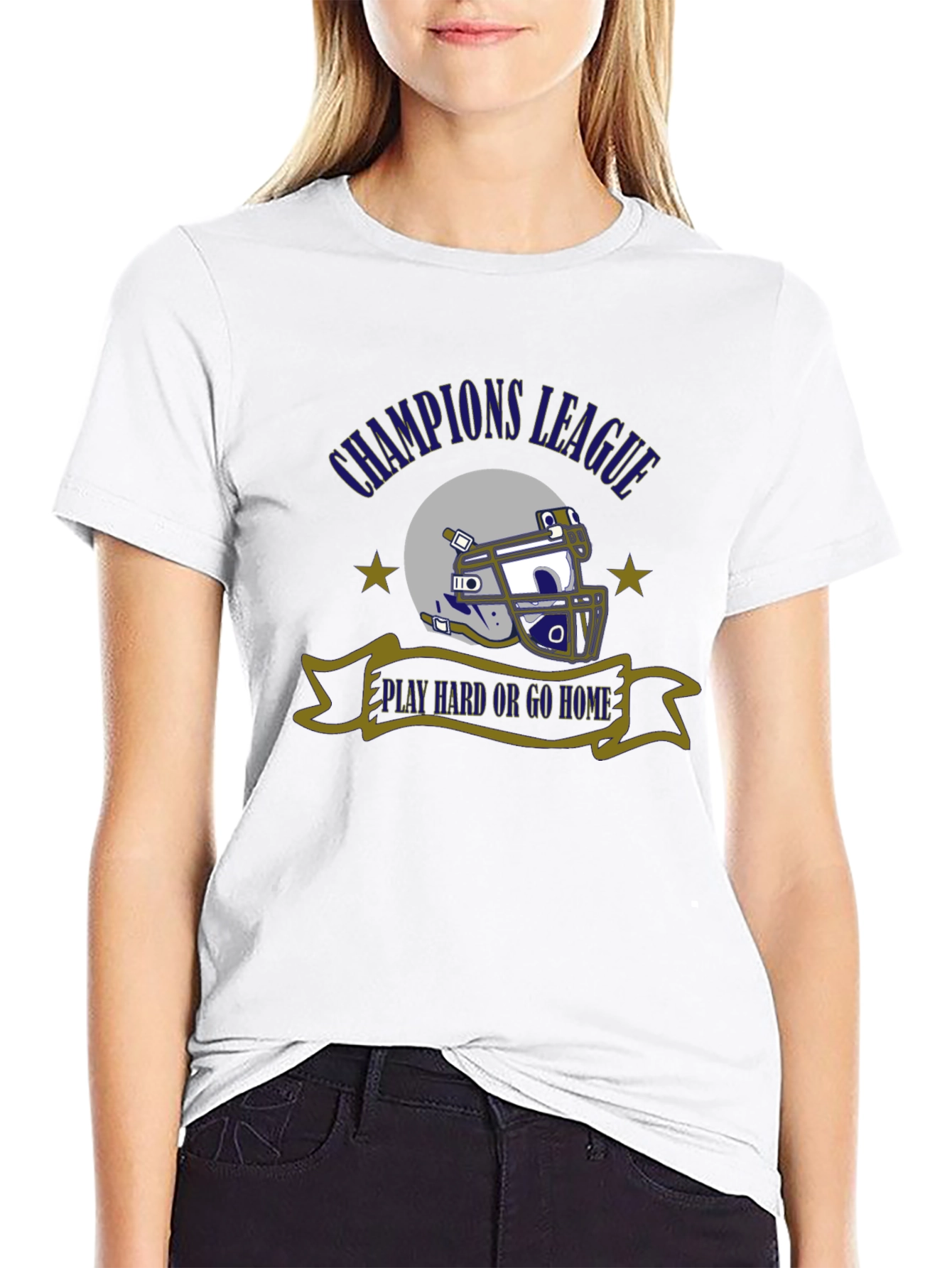 Champions League Football Helmet Graphic T-Shirt