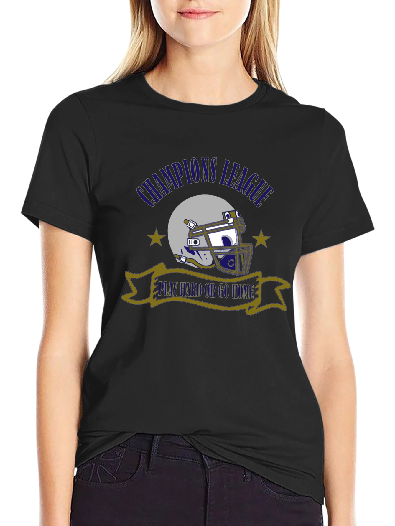 Champions League Football Helmet Graphic T-Shirt