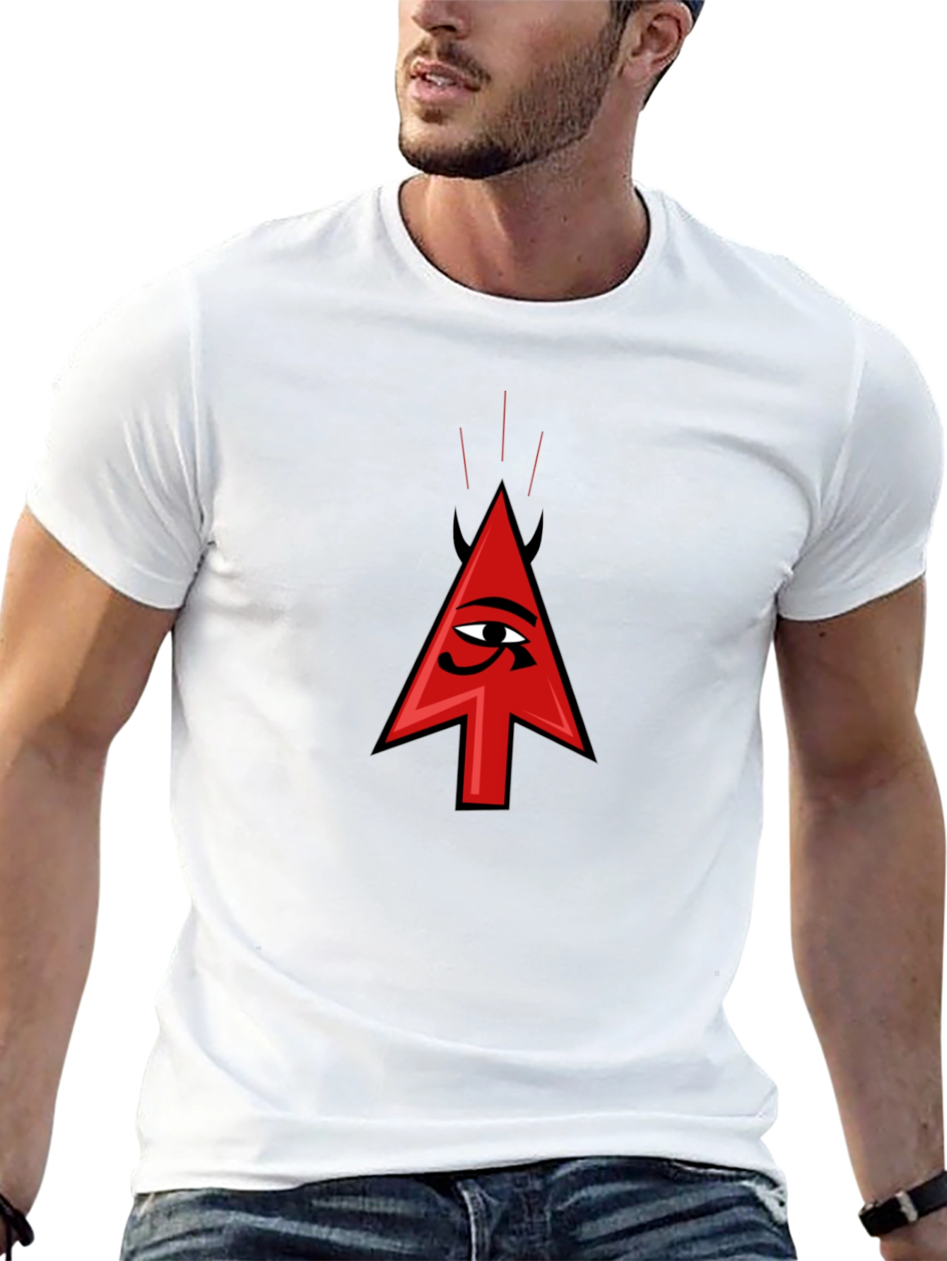 Devil Eye Arrow Graphic T-Shirt - Black Cotton Tee
