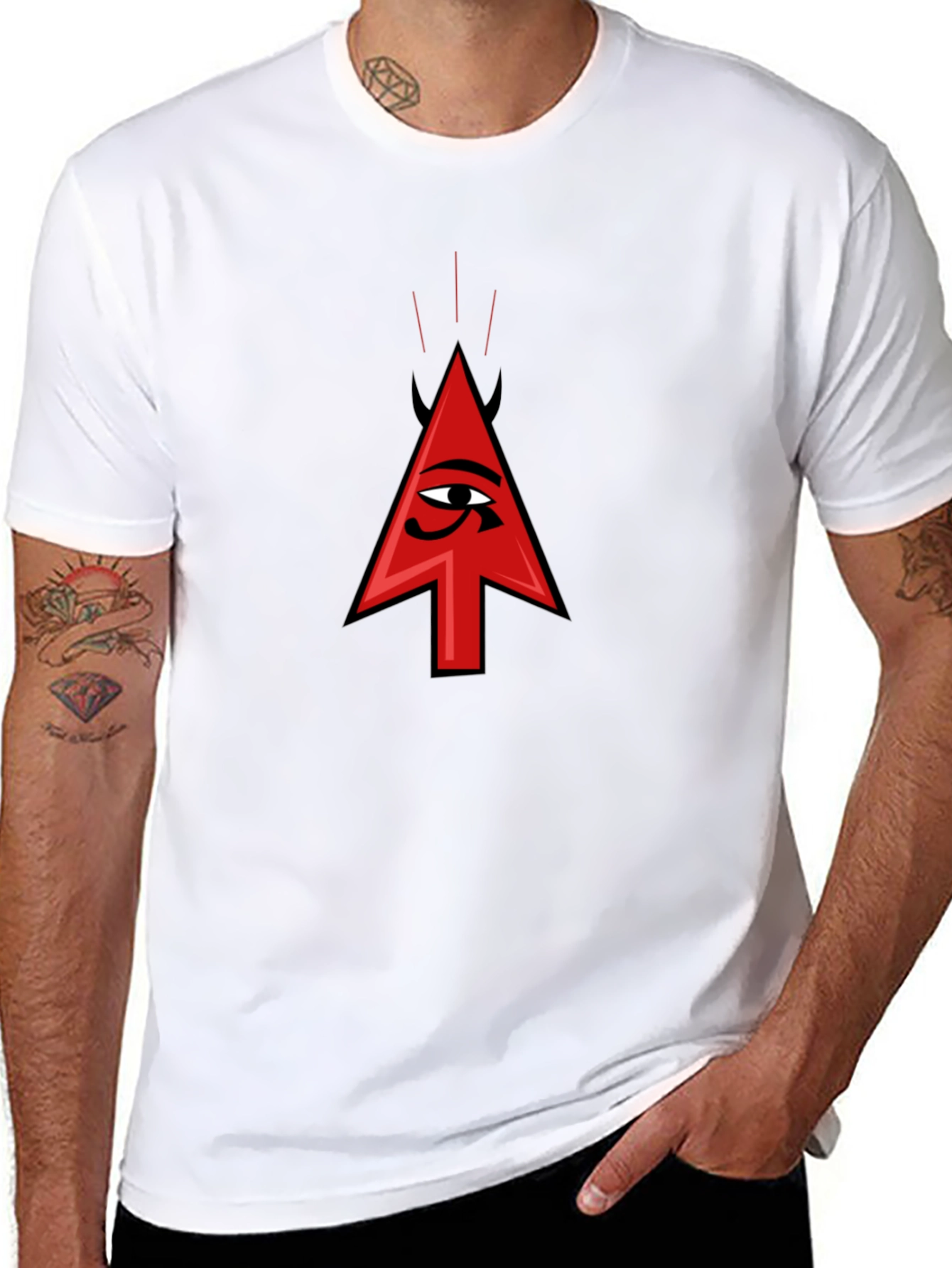 Devil Eye Arrow Graphic T-Shirt - Black Cotton Tee