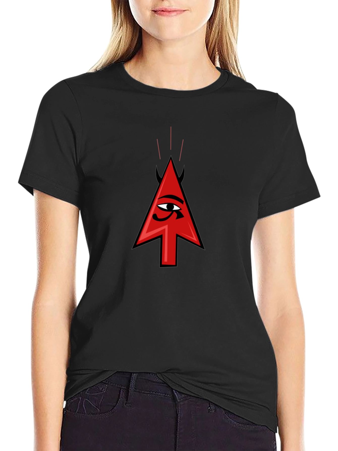 Devil Eye Arrow Graphic T-Shirt - Black Cotton Tee