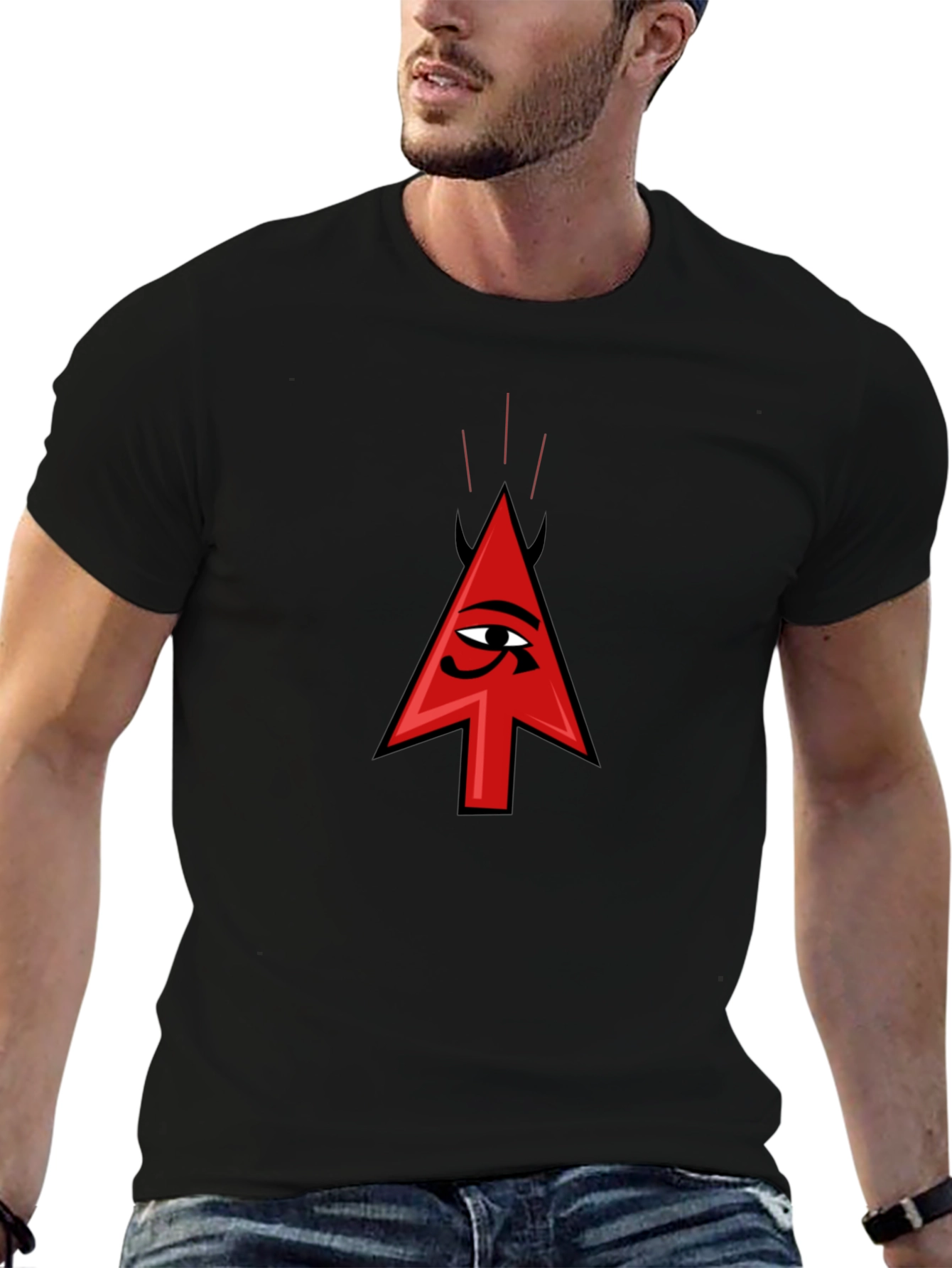 Devil Eye Arrow Graphic T-Shirt - Black Cotton Tee