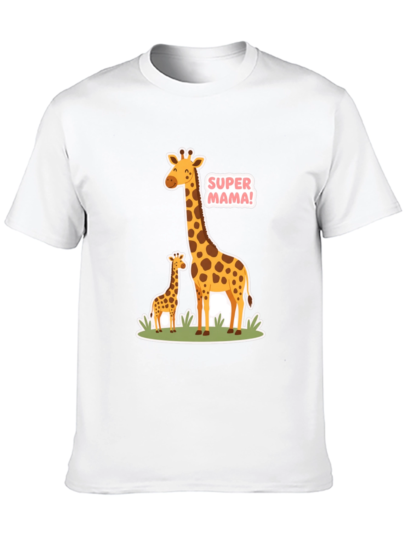 Super Mama Giraffe T-Shirt - Black Cotton Tee