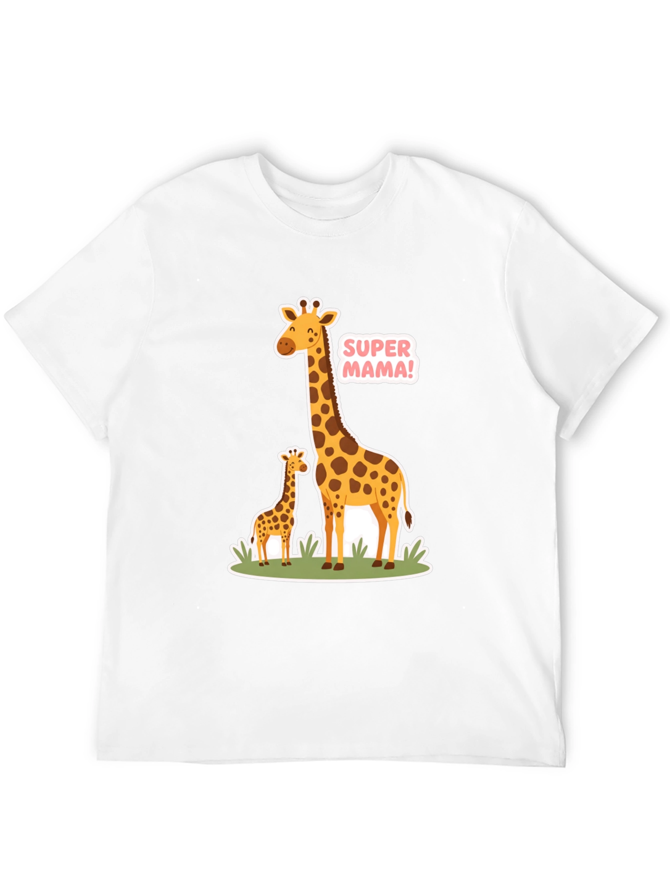 Super Mama Giraffe T-Shirt - Black Cotton Tee