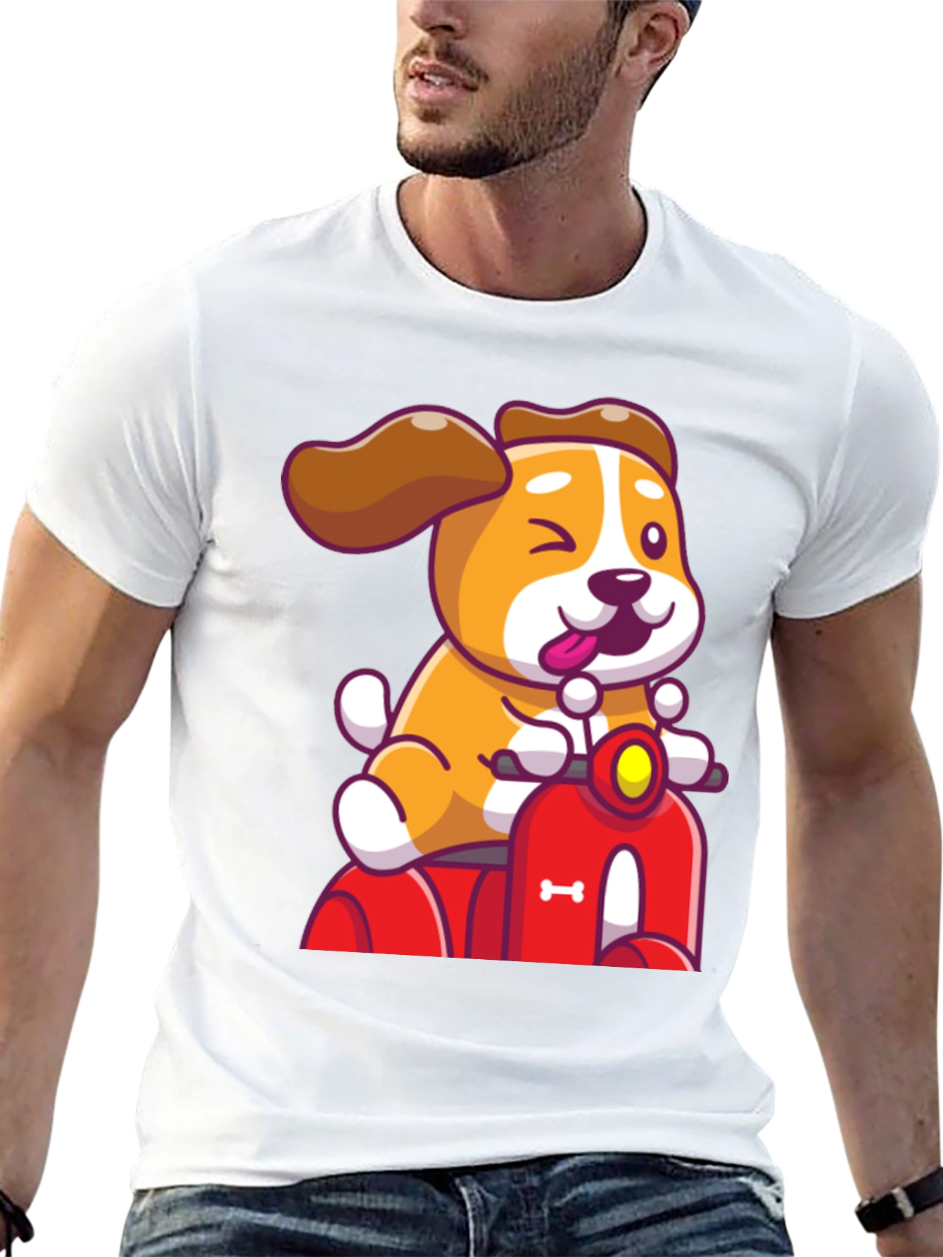 Dog Riding Scooter Graphic T-Shirt