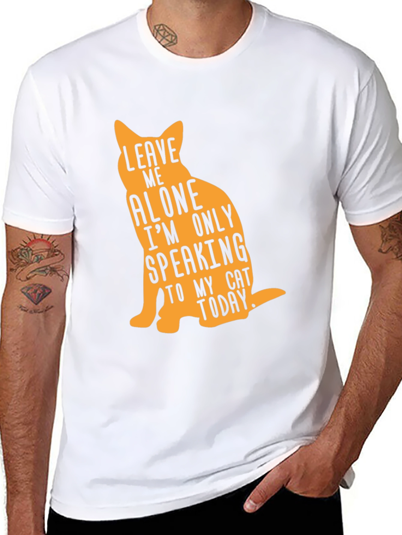 Leave Me Alone Cat Lover Graphic Tee - Black
