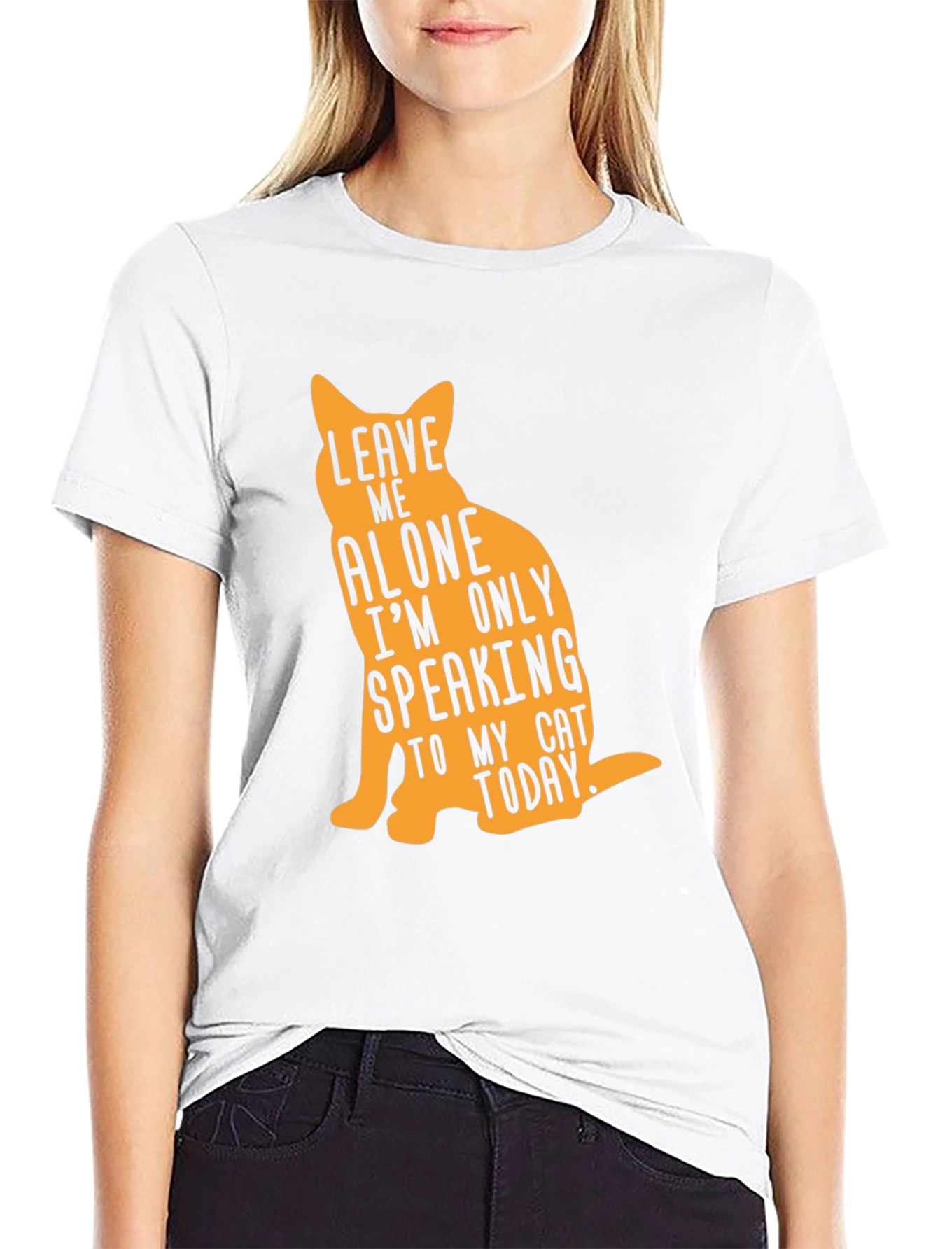 Leave Me Alone Cat Lover Graphic Tee - Black