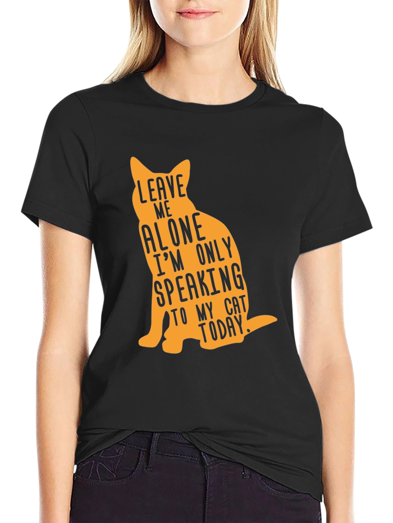 Leave Me Alone Cat Lover Graphic Tee - Black