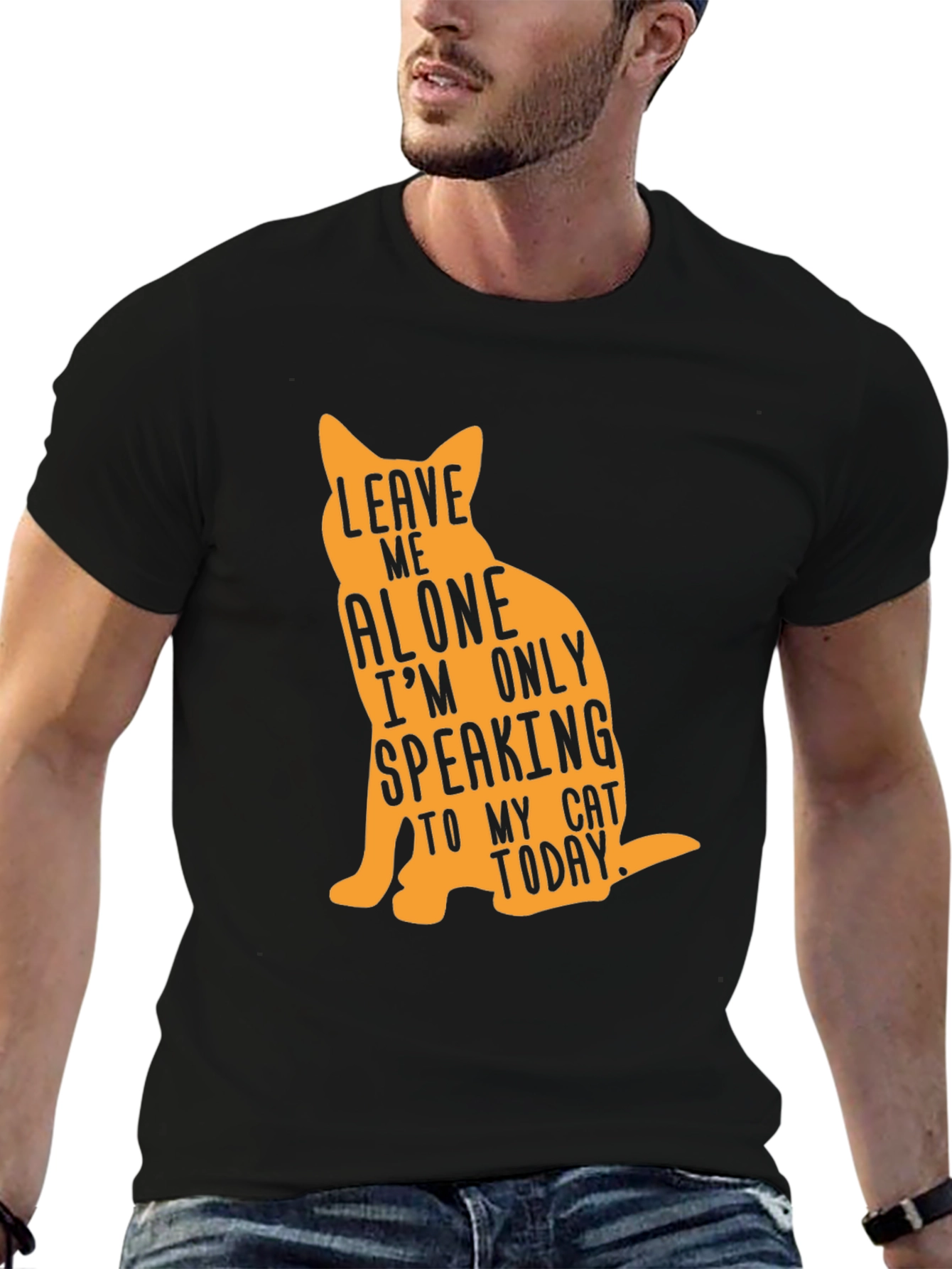 Leave Me Alone Cat Lover Graphic Tee - Black