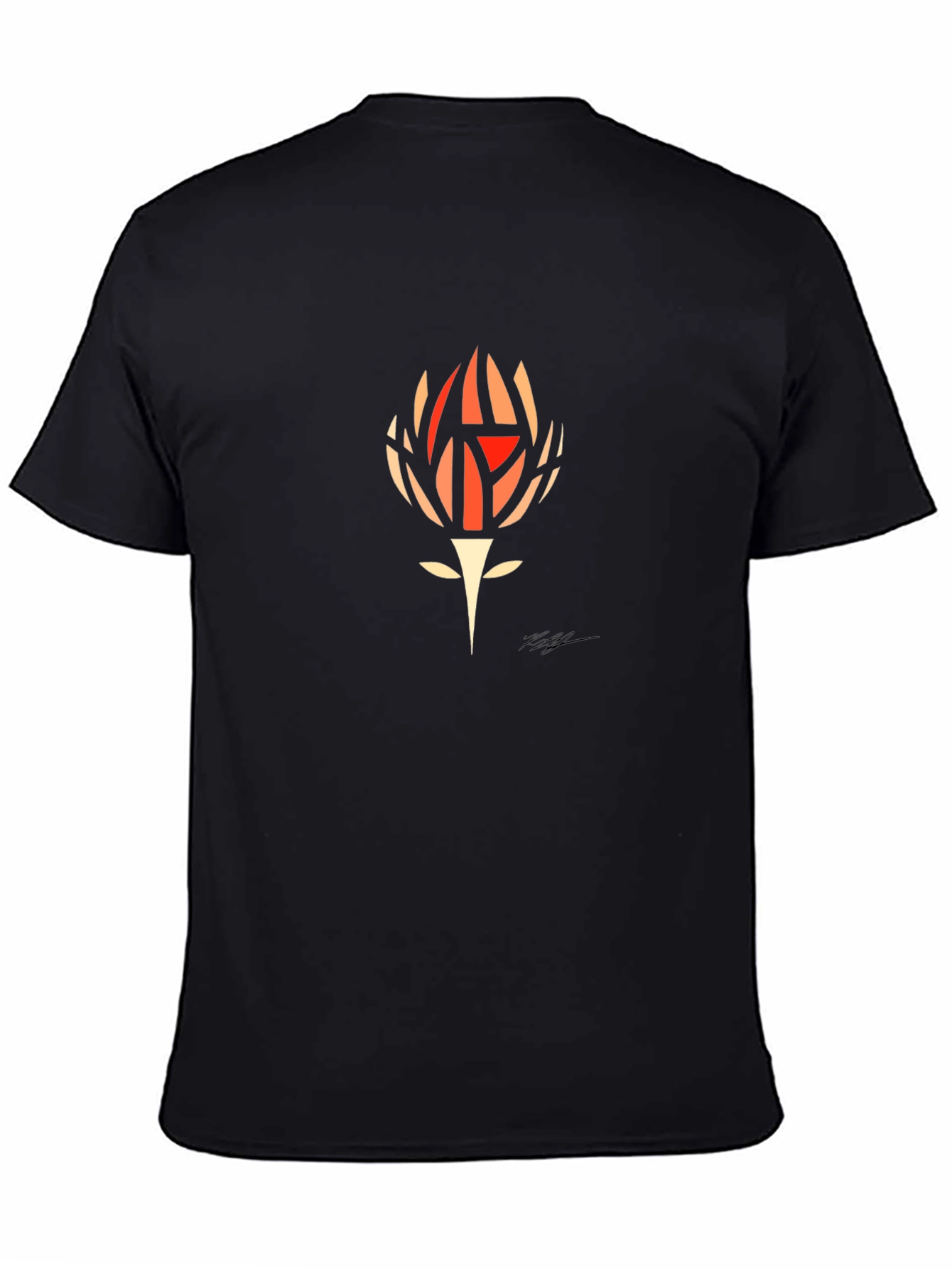 Abstract Floral Graphic Tee - Black