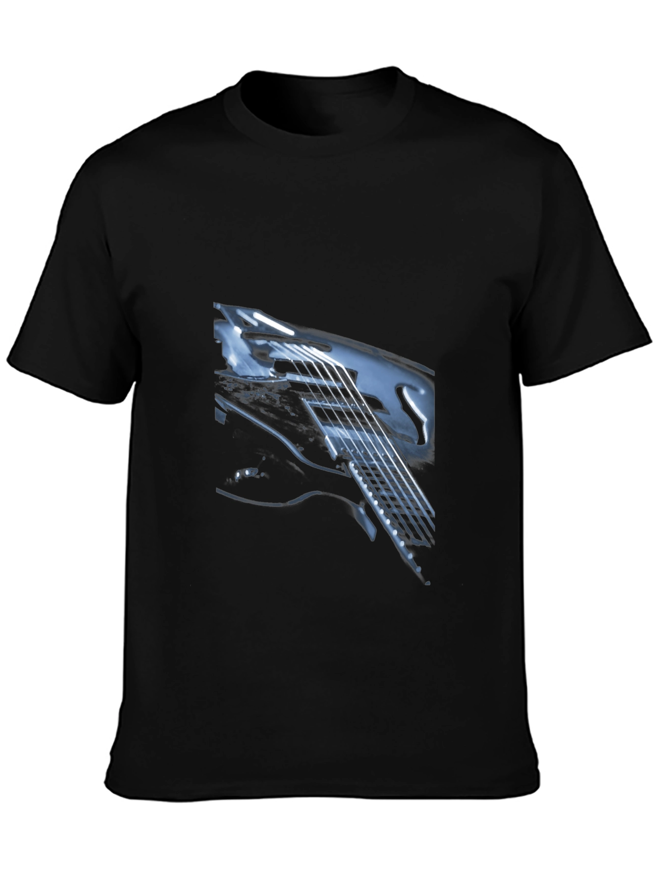 Guitar Graphic Print Black T-Shirt