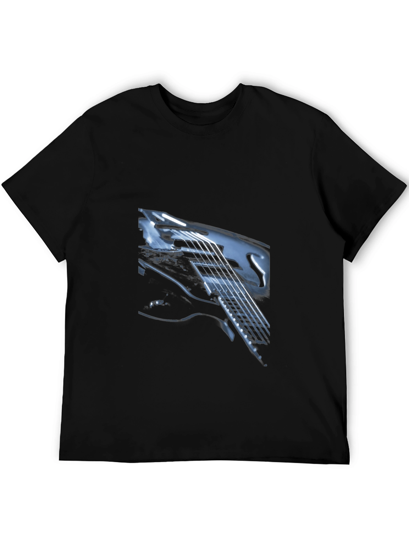 Guitar Graphic Print Black T-Shirt