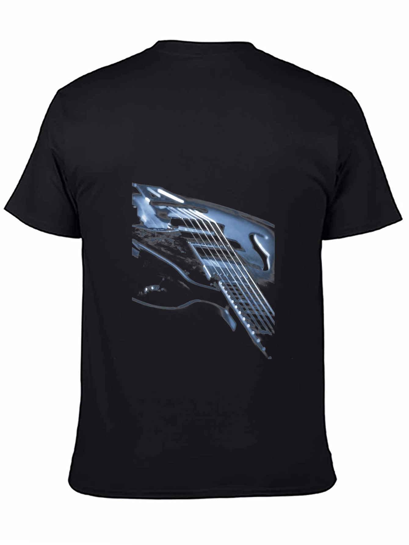 Guitar Graphic Print Black T-Shirt
