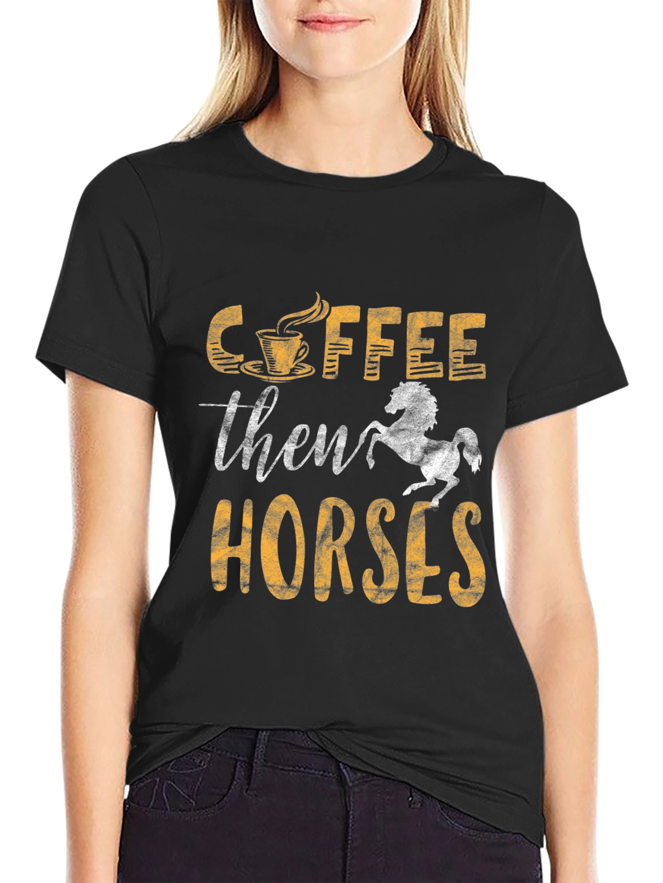 Coffee Then Horses Graphic Tee