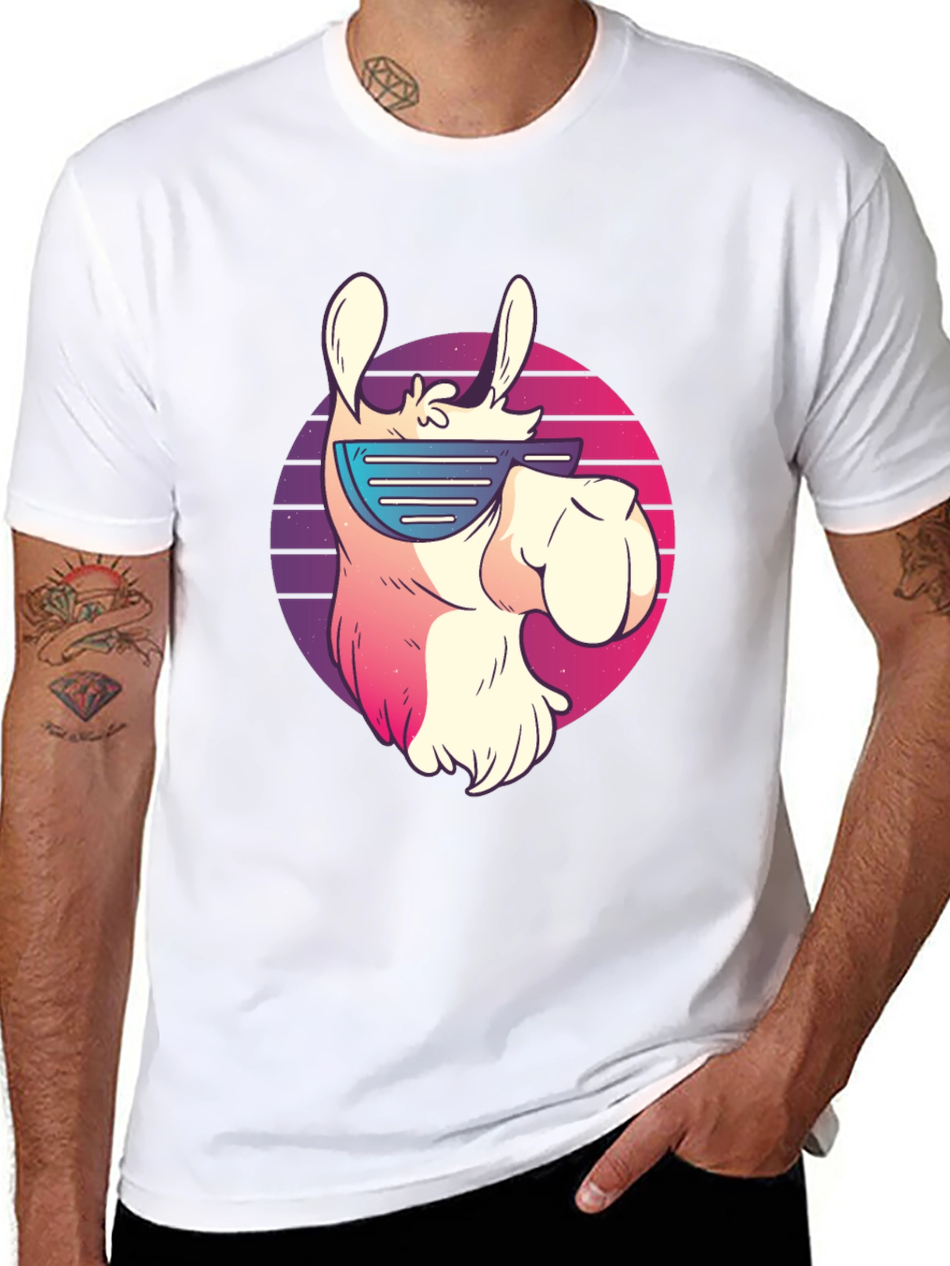 Cool Llama Graphic Tee - Retro Sunglasses Design