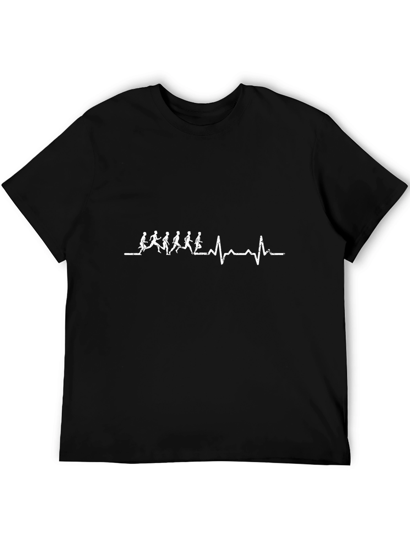 Running Heartbeat T-Shirt - Black Cotton Tee