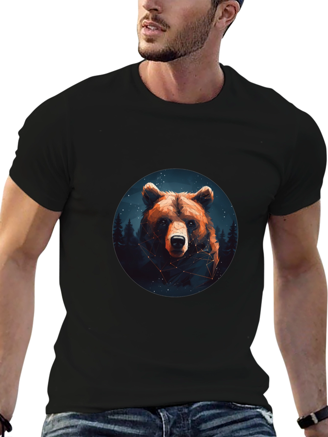 Bear Constellation Graphic Black T-Shirt