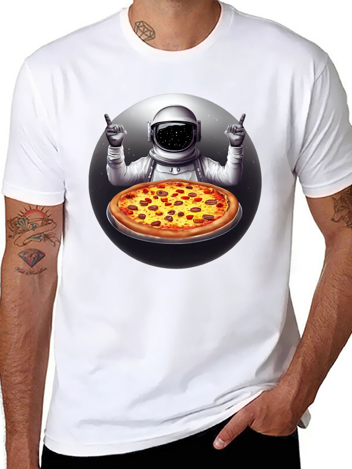 Astronaut Pizza T-Shirt - Space Foodie Tee
