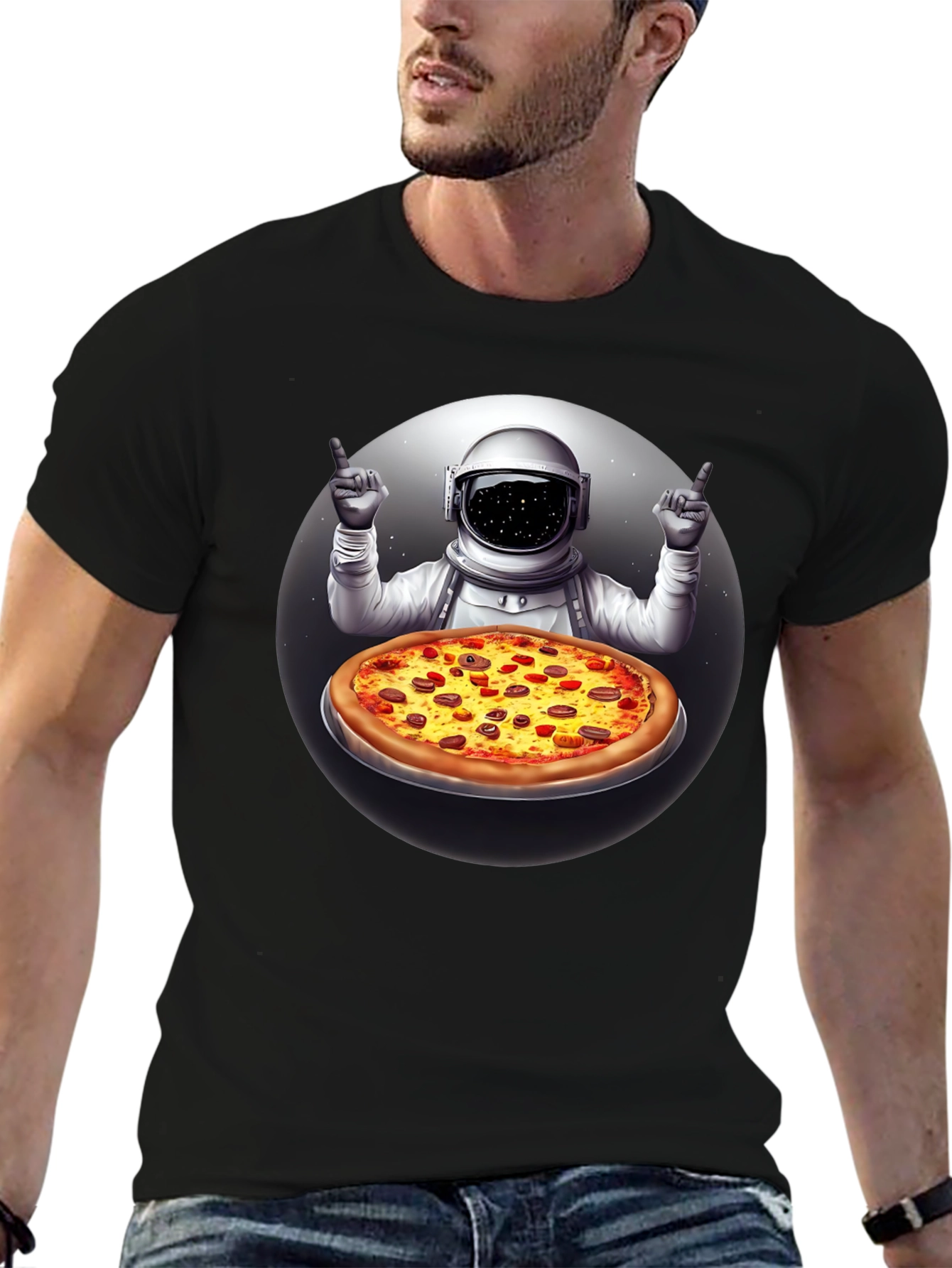 Astronaut Pizza T-Shirt - Space Foodie Tee