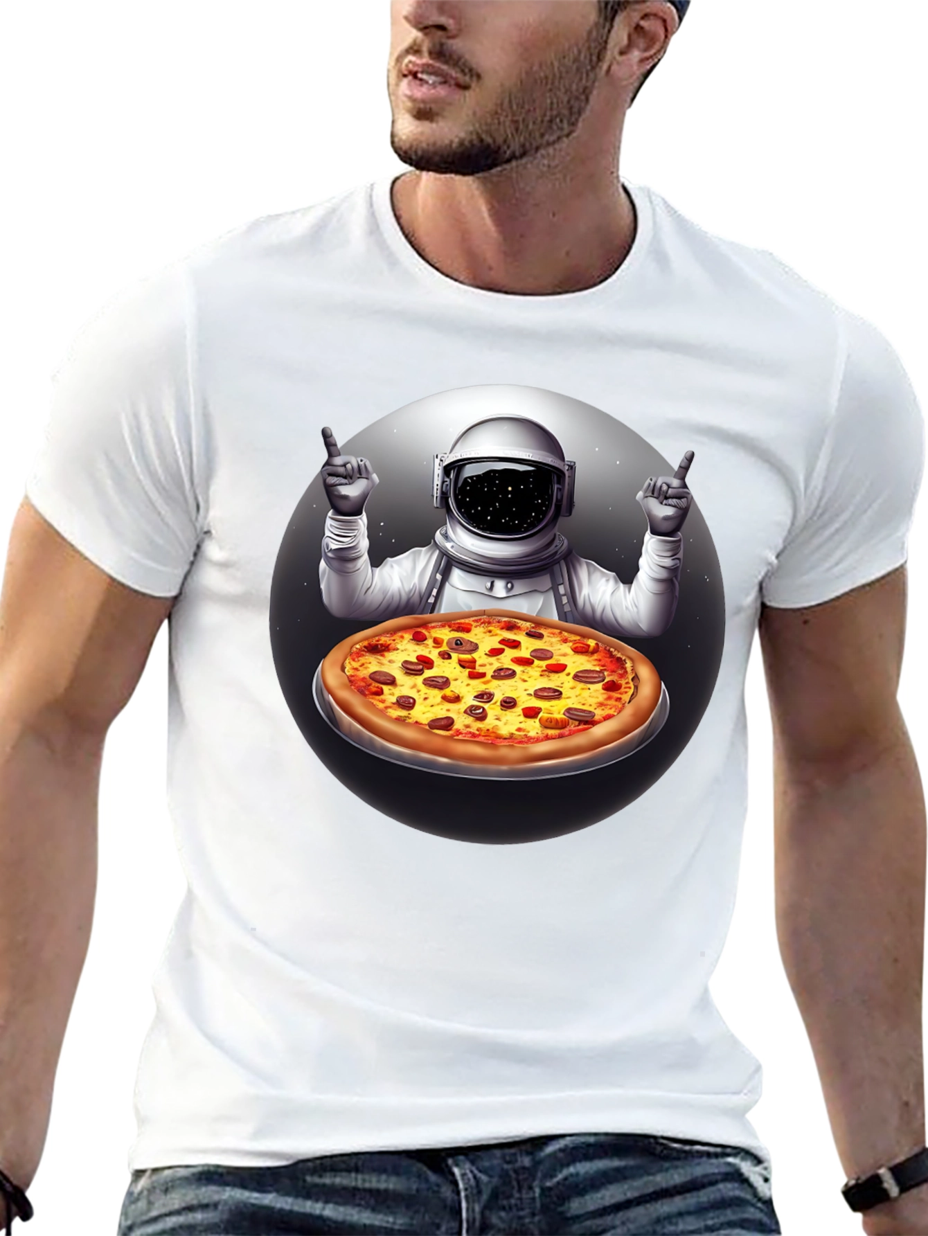 Astronaut Pizza T-Shirt - Space Foodie Tee