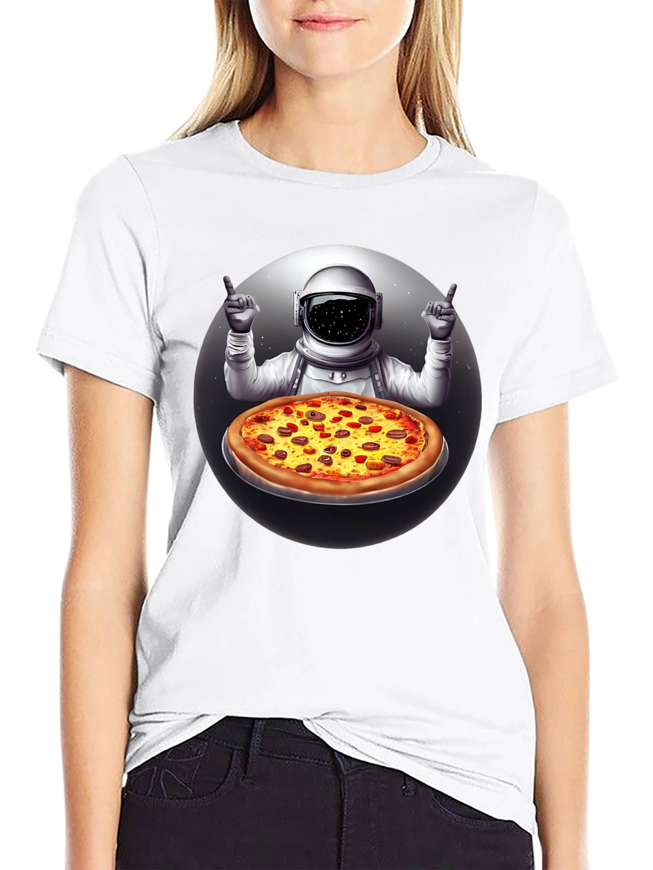 Astronaut Pizza T-Shirt - Space Foodie Tee