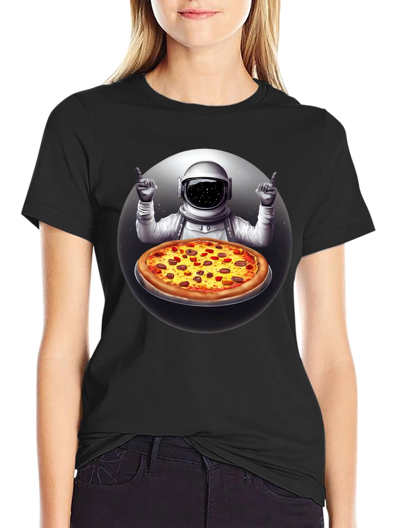 Astronaut Pizza T-Shirt - Space Foodie Tee