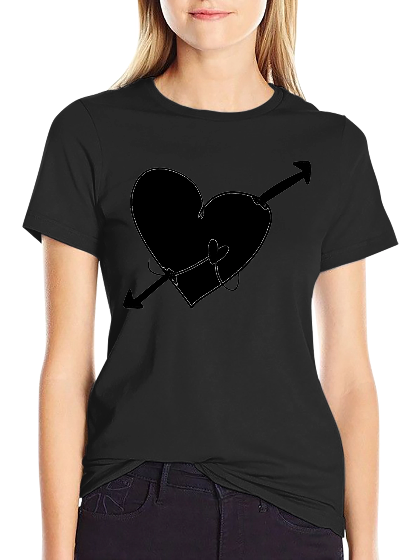 Heart & Arrow Graphic Tee - Black T-Shirt