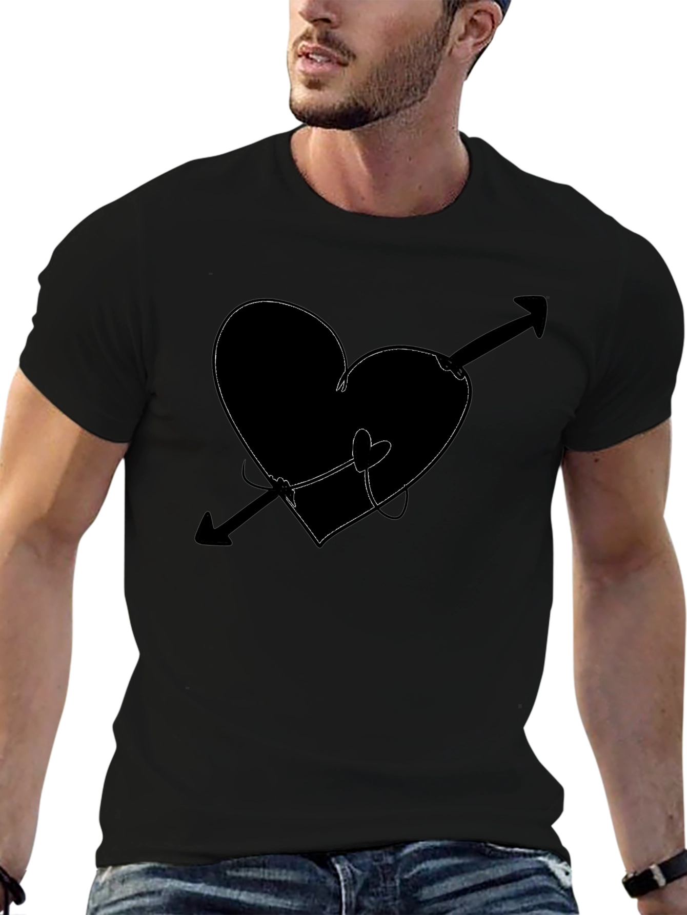 Heart & Arrow Graphic Tee - Black T-Shirt