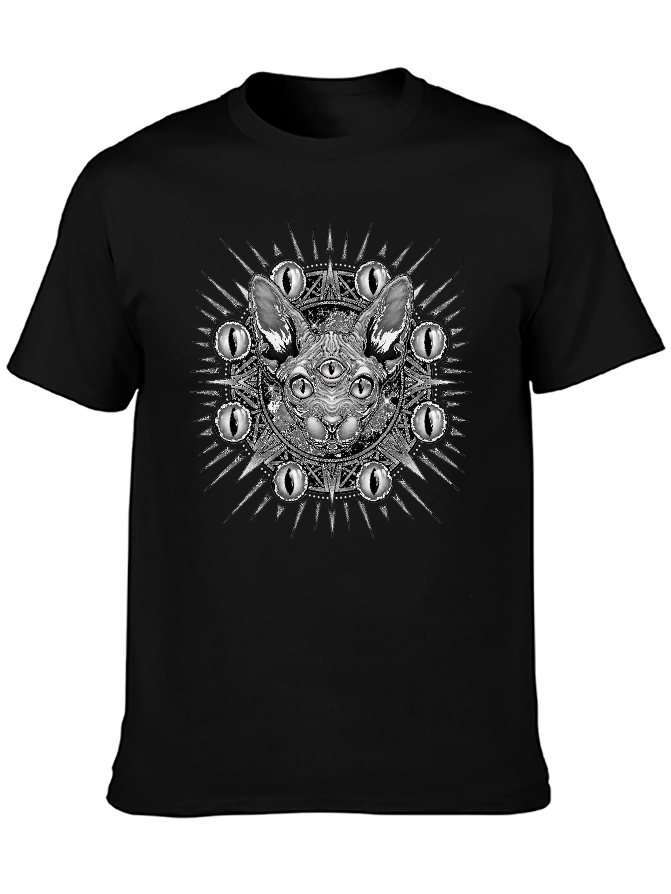 Mystic Three-Eyed Cat T-Shirt - Unisex Black Tee