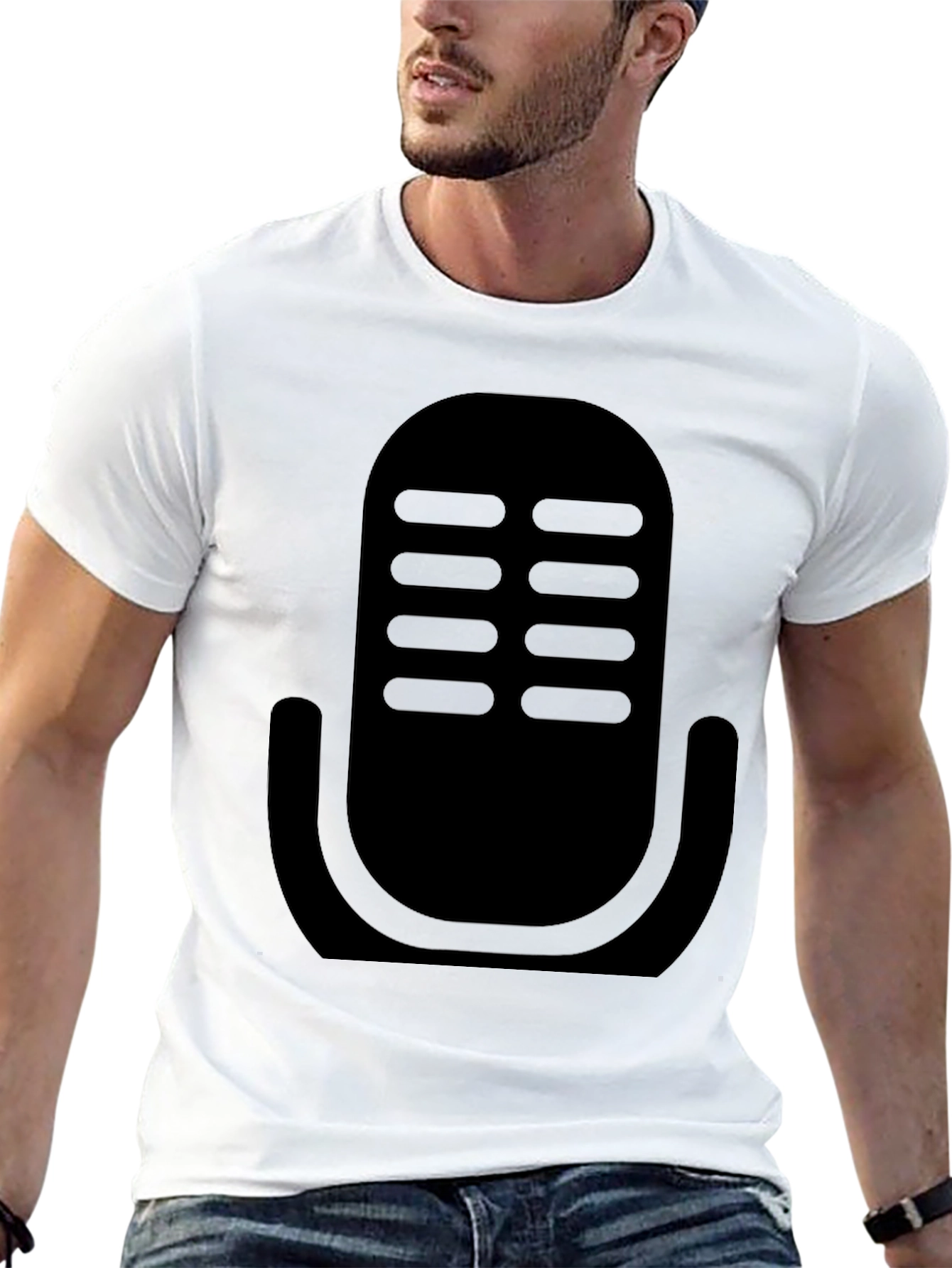 Retro Microphone Graphic Tee - Classic Podcast Style