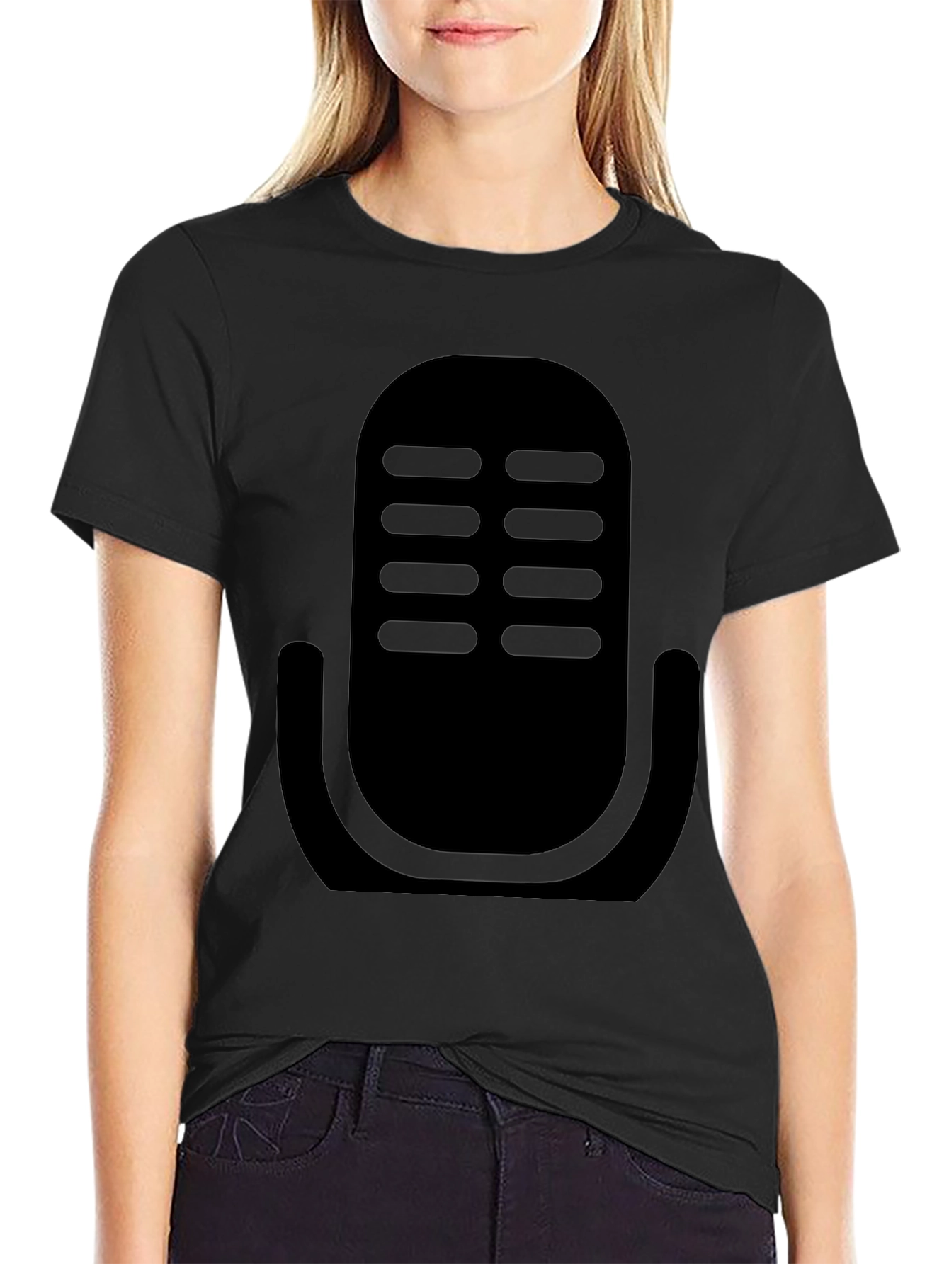 Retro Microphone Graphic Tee - Classic Podcast Style