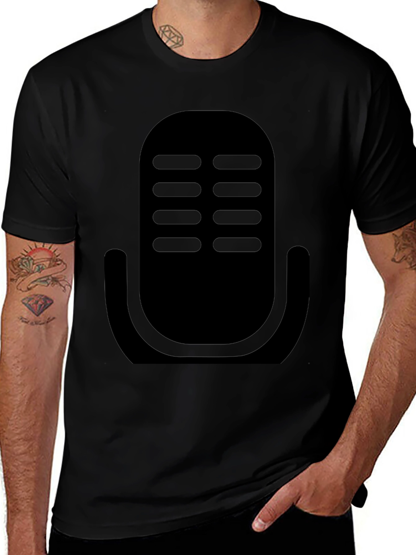 Retro Microphone Graphic Tee - Classic Podcast Style