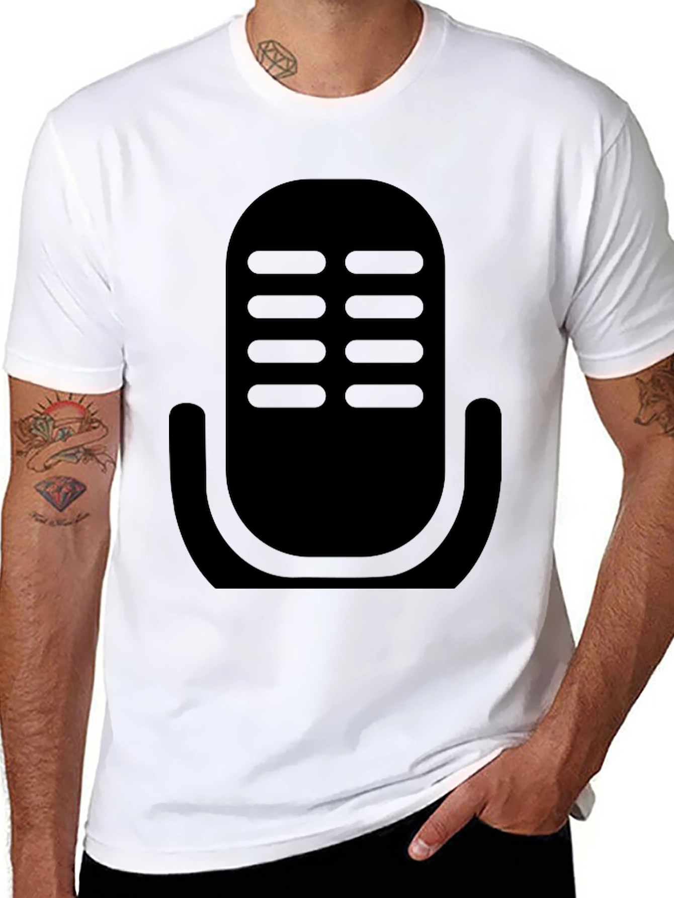 Retro Microphone Graphic Tee - Classic Podcast Style