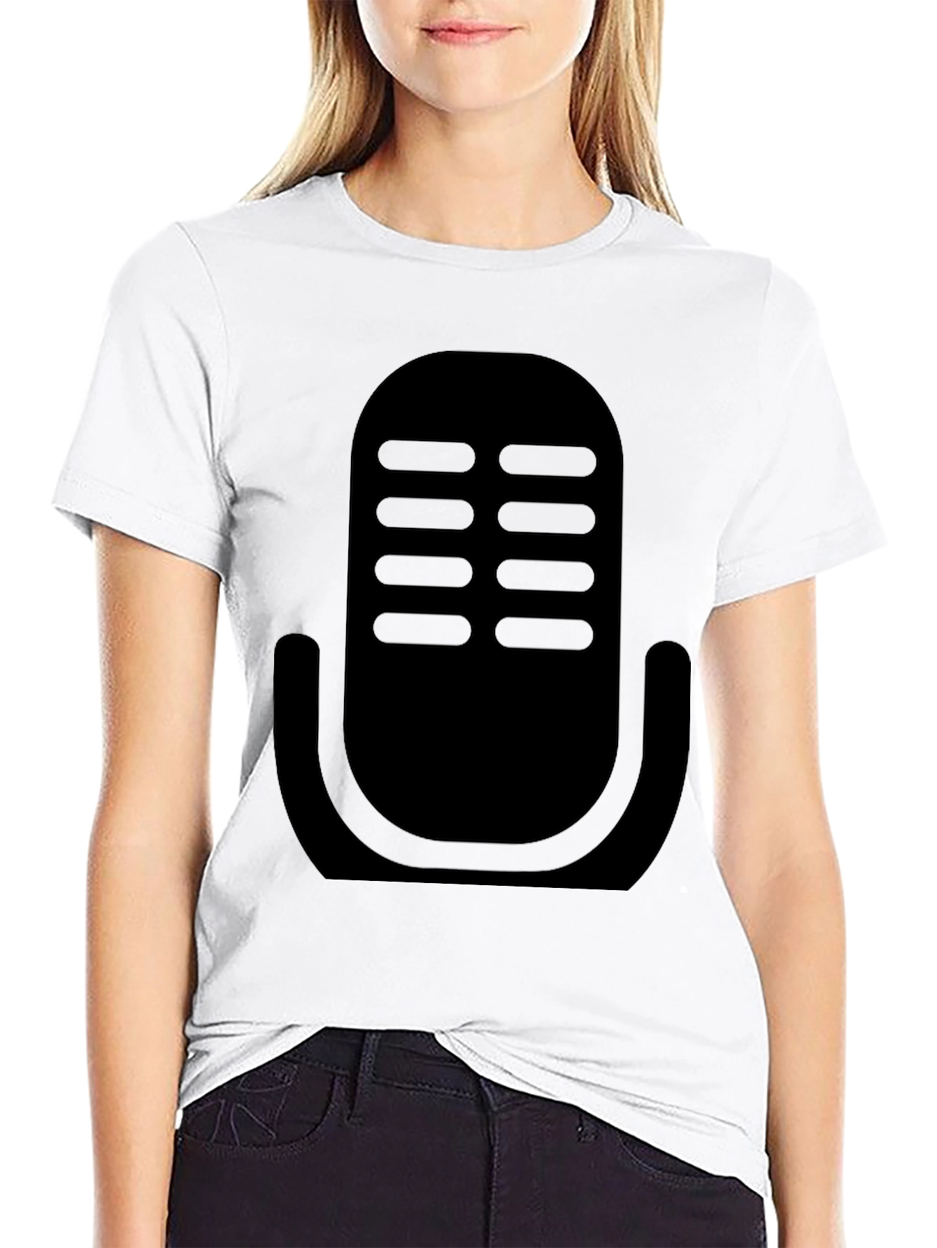 Retro Microphone Graphic Tee - Classic Podcast Style