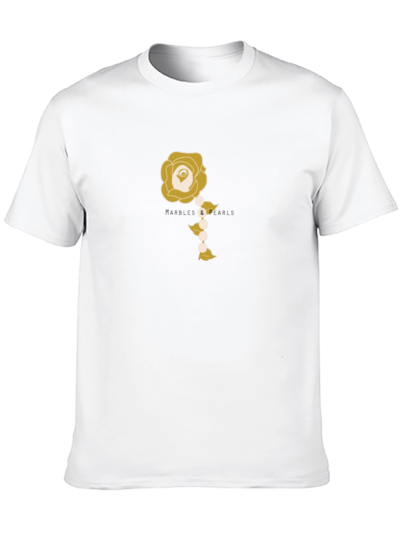 Elegant Rose and Pearls Graphic Tee - Black
