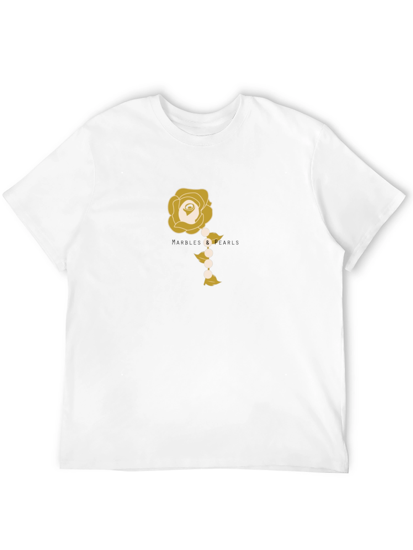 Elegant Rose and Pearls Graphic Tee - Black