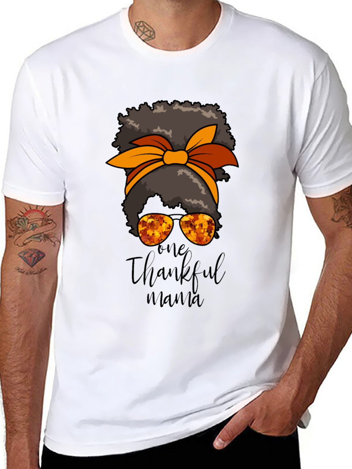 One Thankful Mama Black T-Shirt