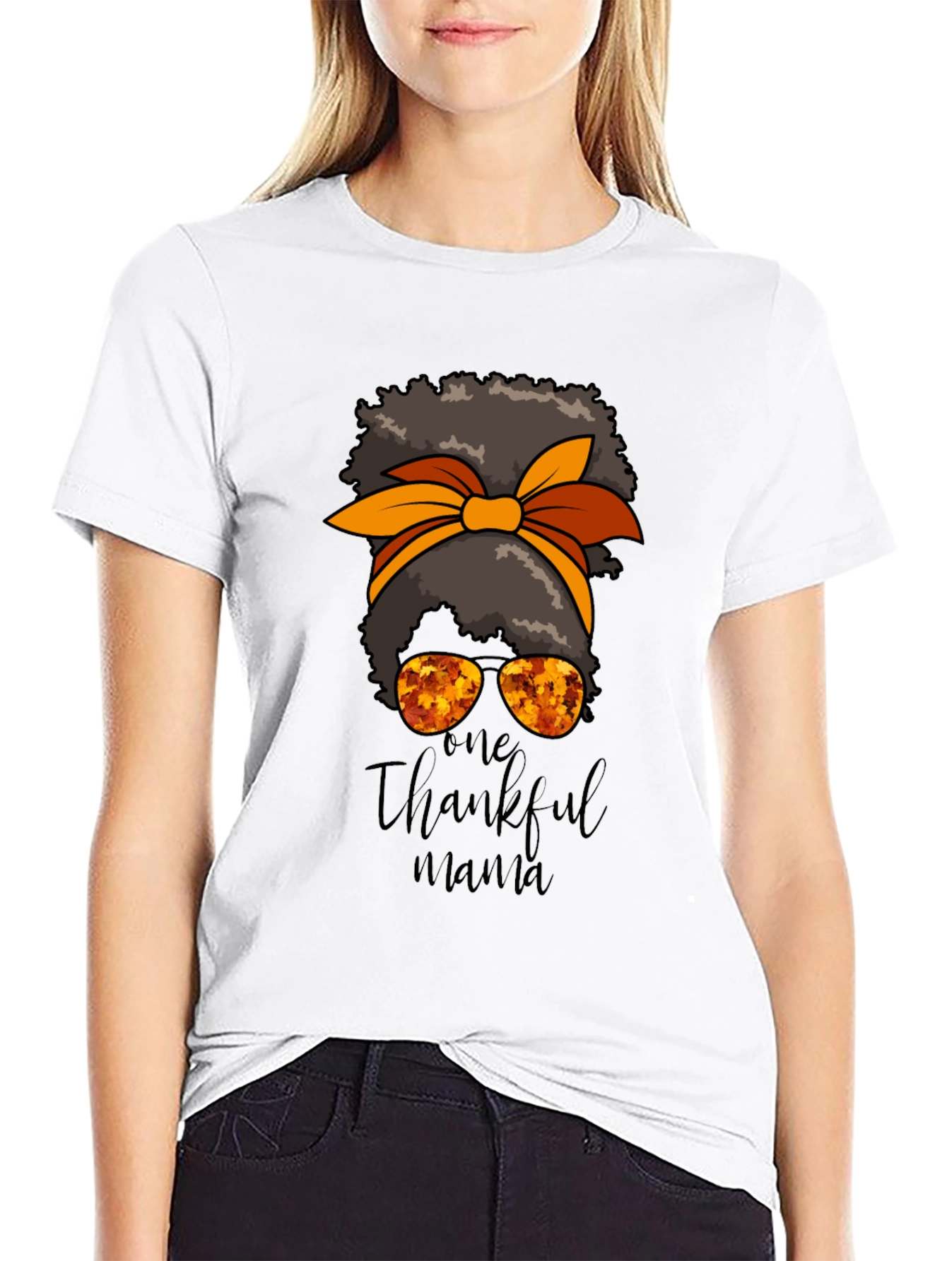 One Thankful Mama Black T-Shirt