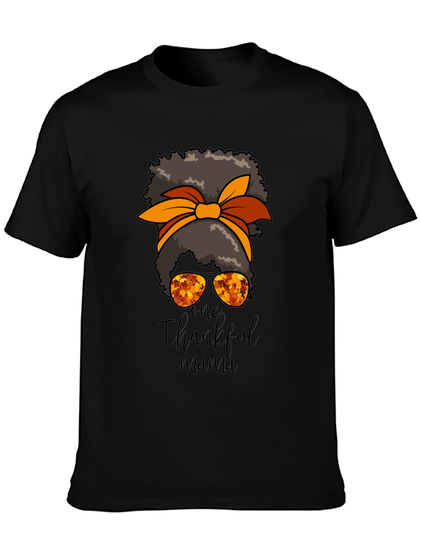 One Thankful Mama Black T-Shirt