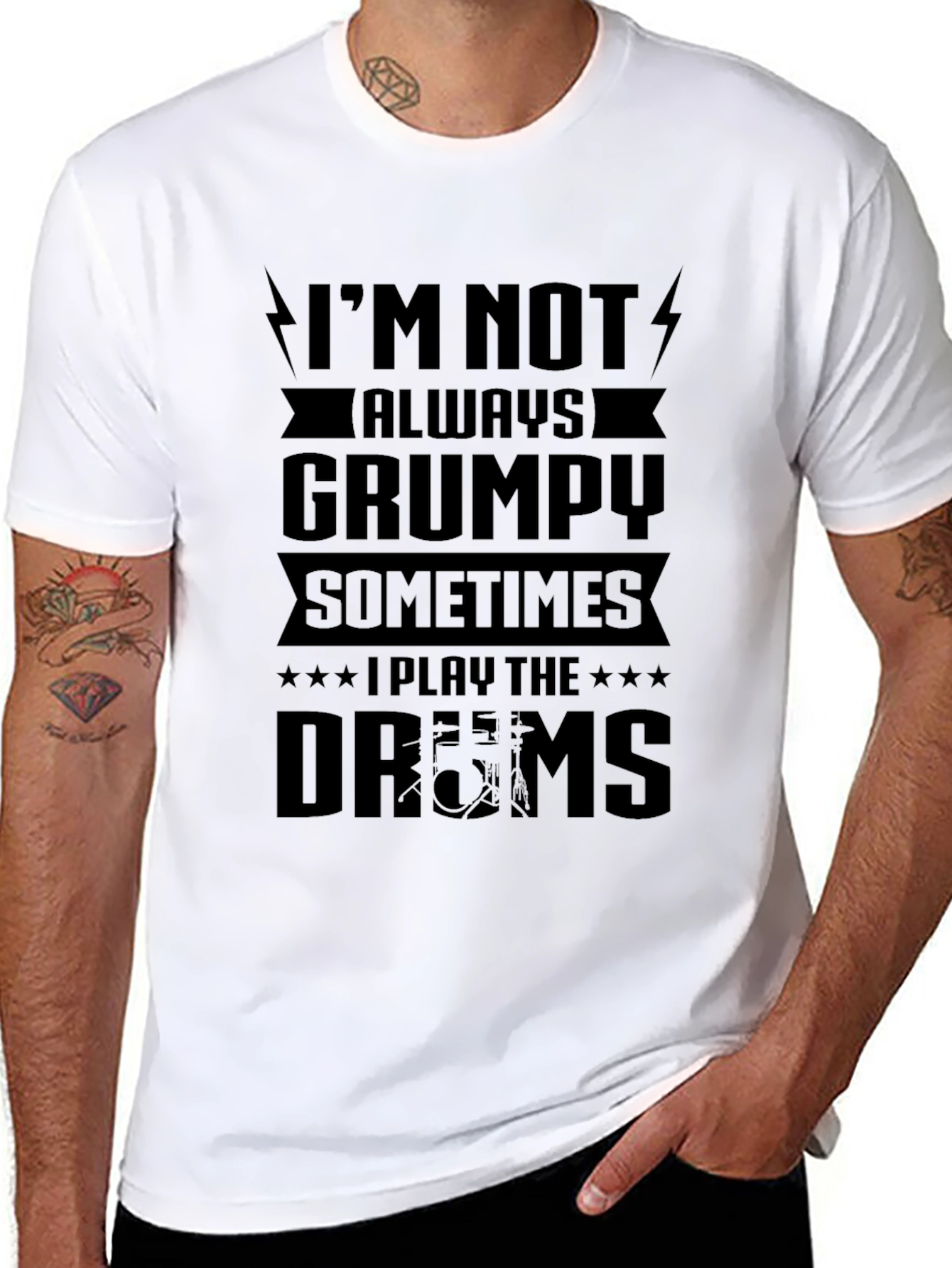 Grumpy Drums Graphic Tee - Black Cotton T-Shirt