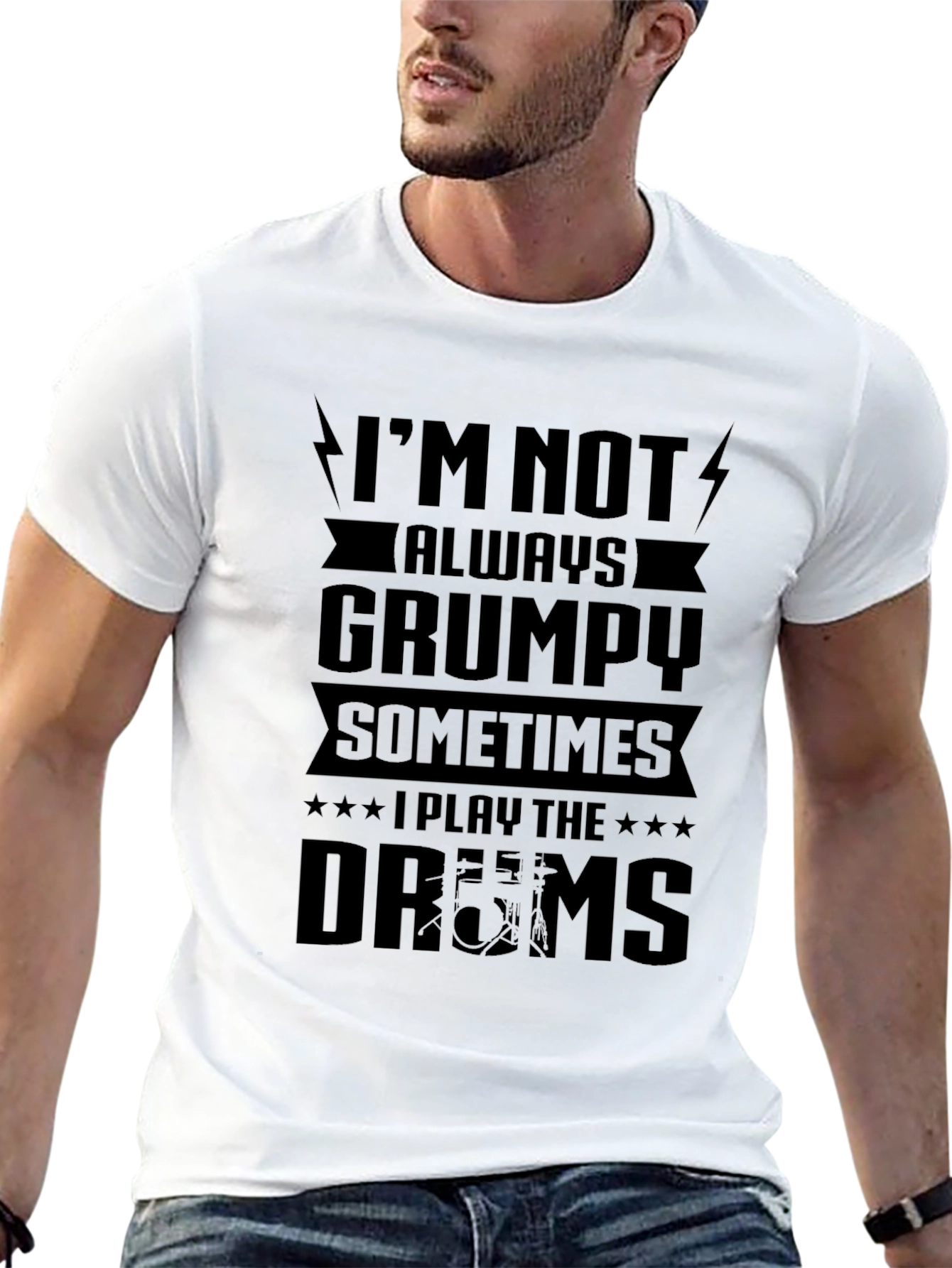 Grumpy Drums Graphic Tee - Black Cotton T-Shirt