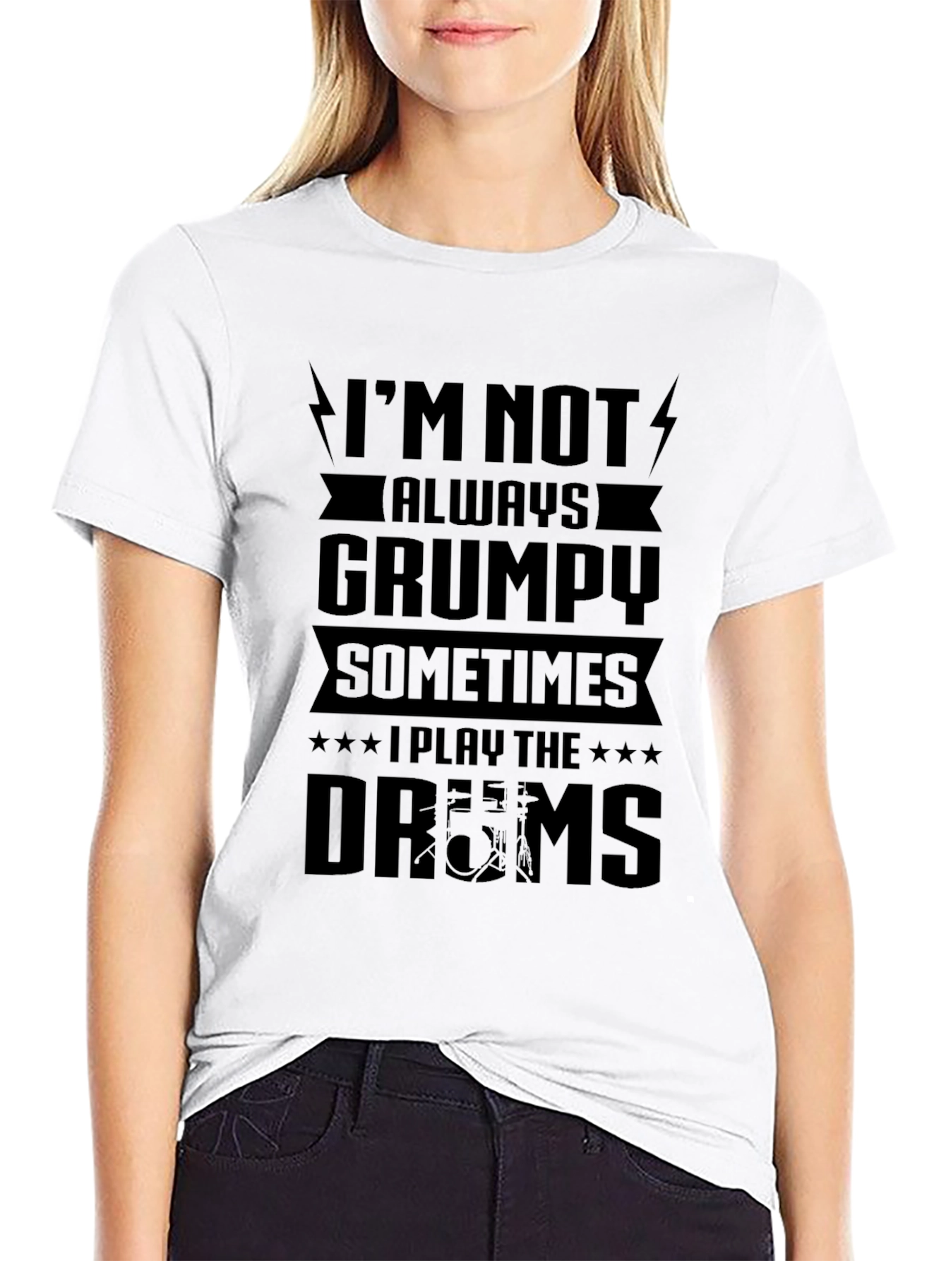 Grumpy Drums Graphic Tee - Black Cotton T-Shirt