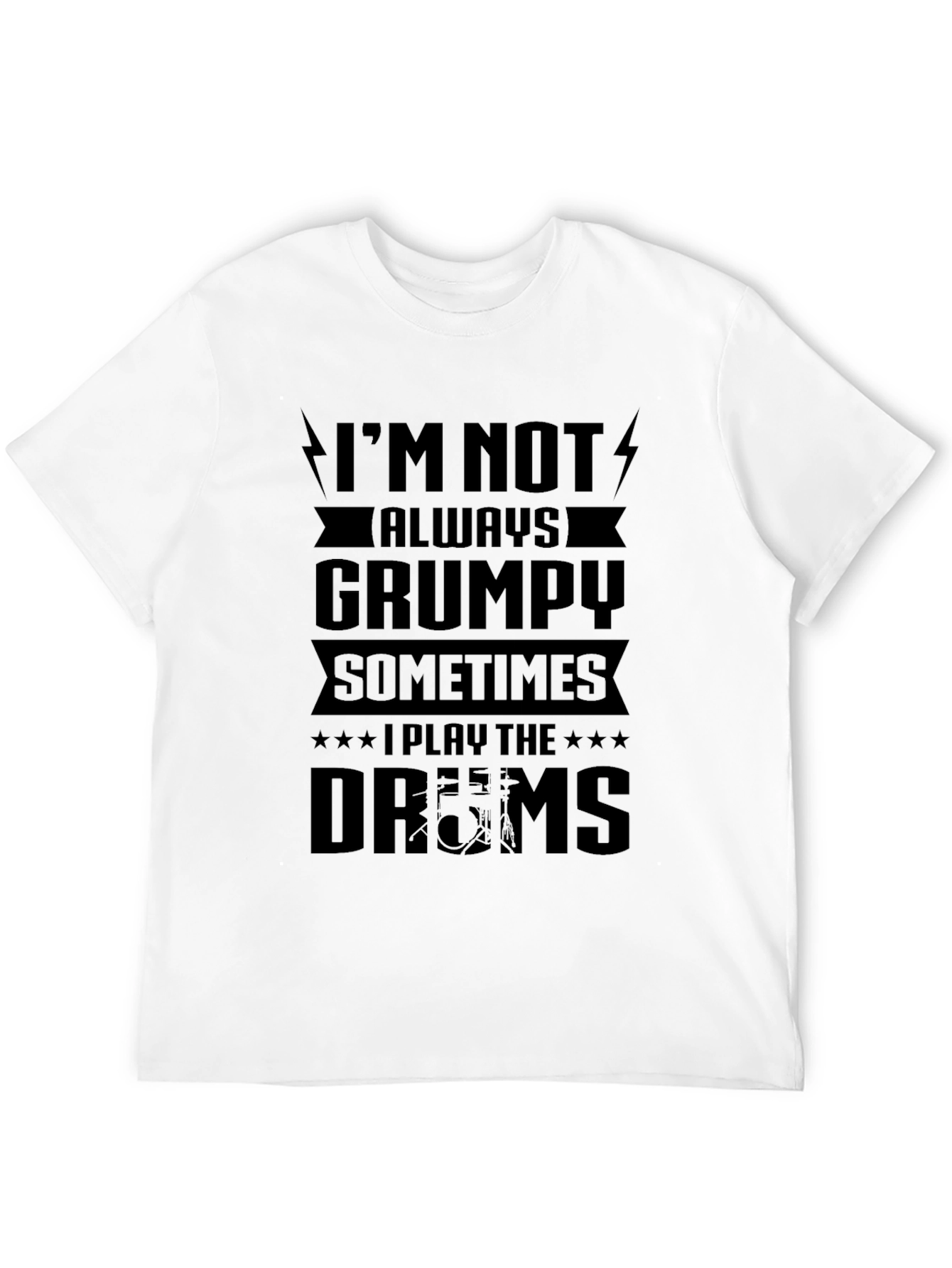 Grumpy Drums Graphic Tee - Black Cotton T-Shirt