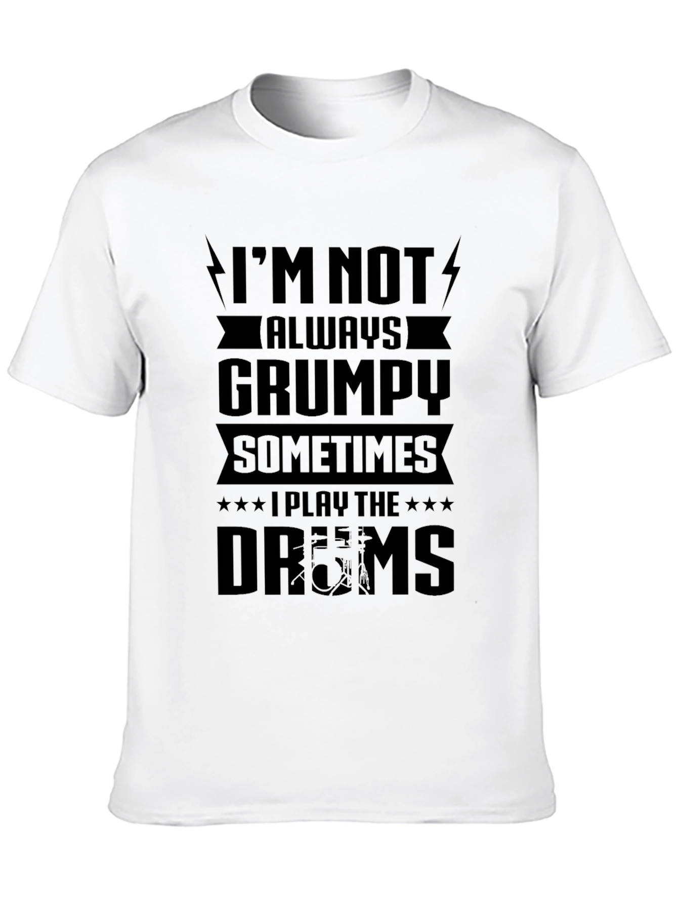 Grumpy Drums Graphic Tee - Black Cotton T-Shirt
